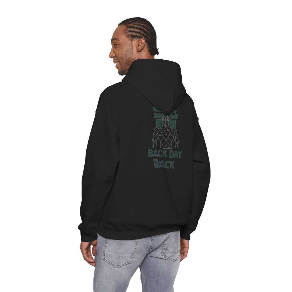 Back Day Attack Geometric Muscle Anatomy Hoodie — "北" Back Training Motivation Green
