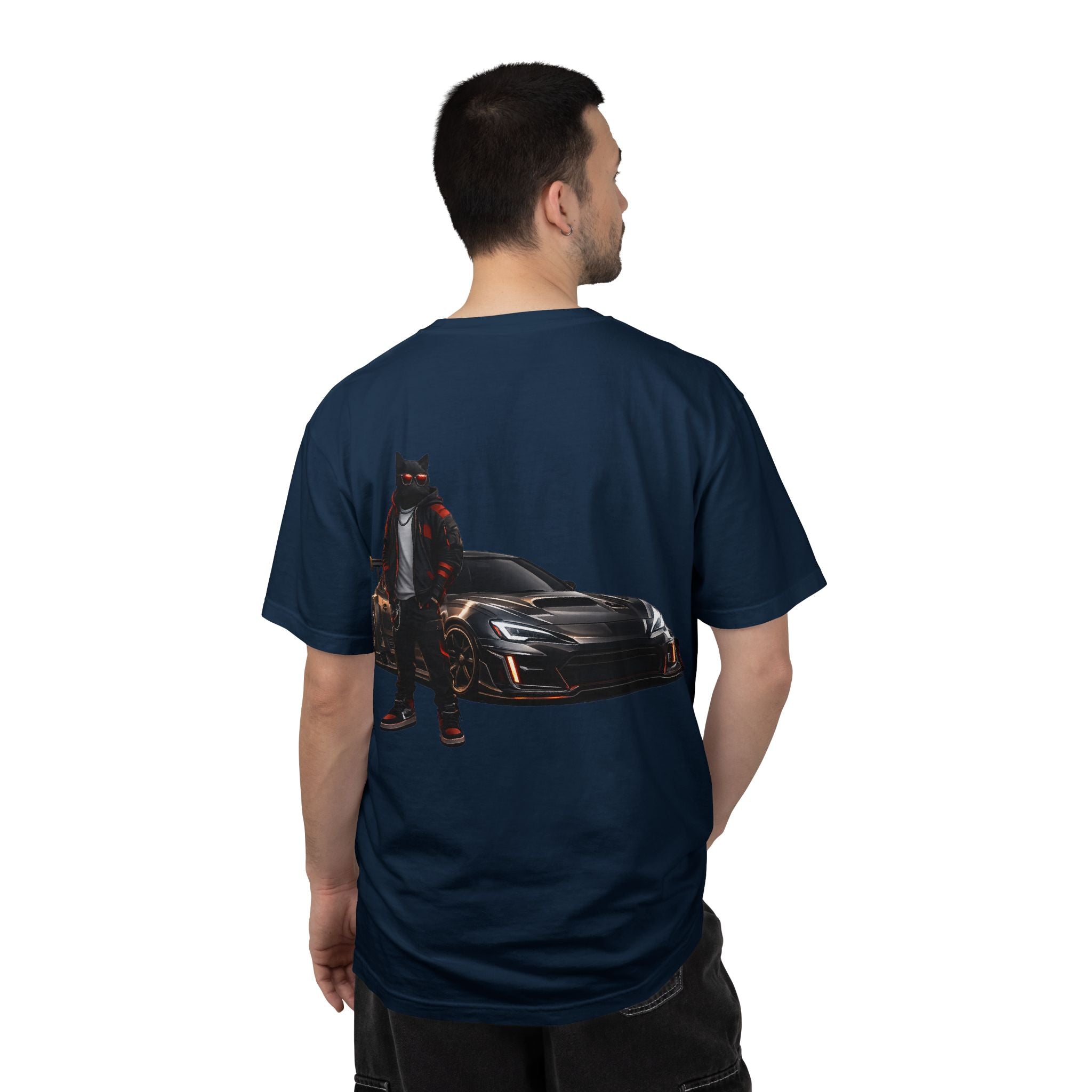 Cool Black Cat Streetwear Custom Widebody Sports Car JDM T-Shirt