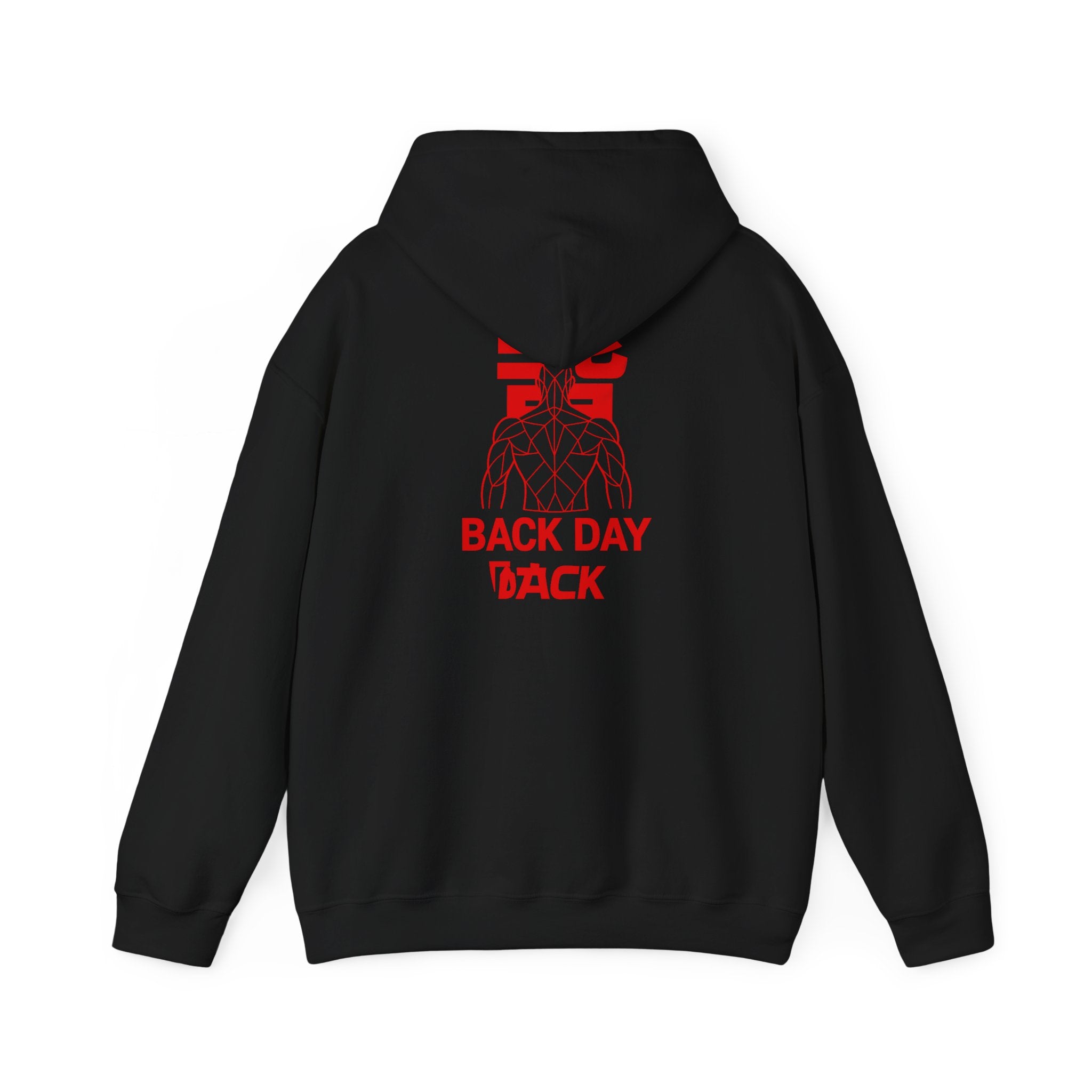 Back Day Attack Geometric Muscle Hoodie — 北 (Back) Low-Poly Anatomy Red