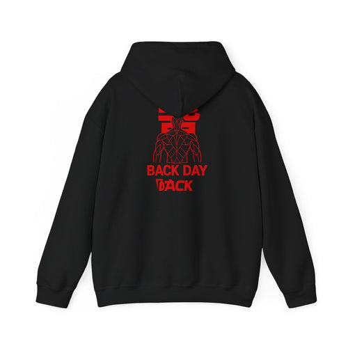 Back Day Attack Geometric Muscle Hoodie — 北 (Back) Low-Poly Anatomy Red