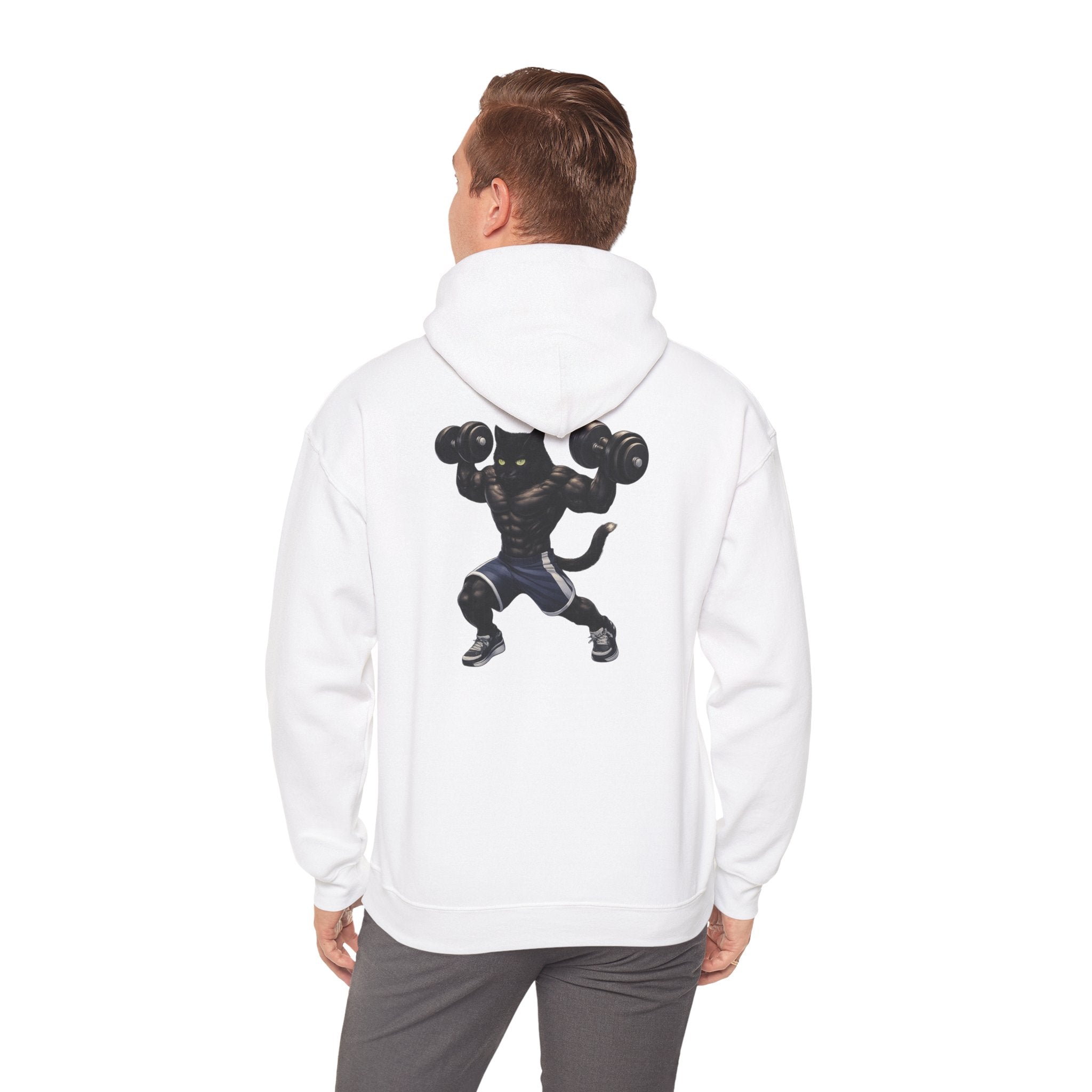 Gym Cat Hoodie — Funny Weightlifting & Workout Hoodie | Fitness Lover Gift