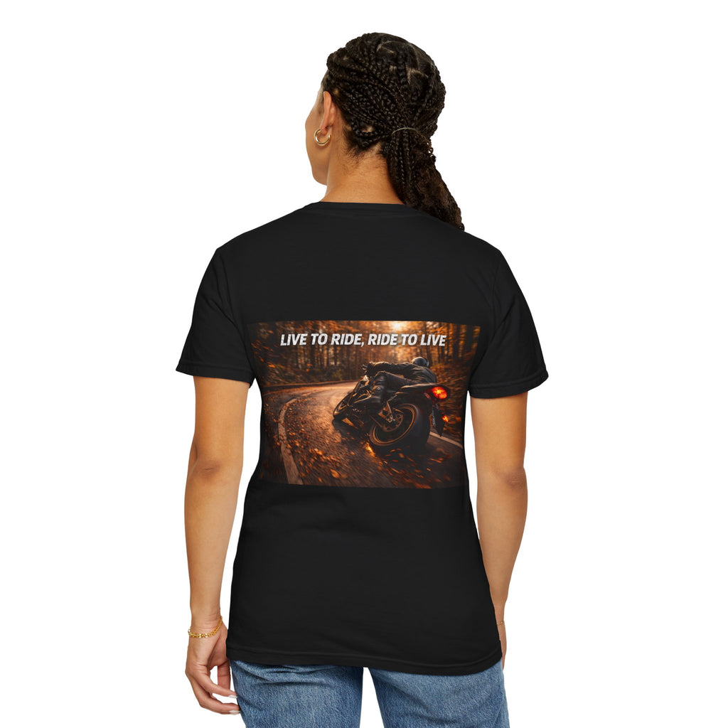 Live To Ride, Ride To Live Motorcycle T-Shirt — Autumn Ride Biker Graphic