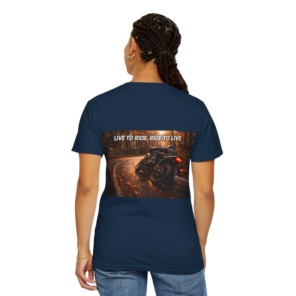 Live To Ride, Ride To Live Motorcycle T-Shirt — Autumn Ride Biker Graphic