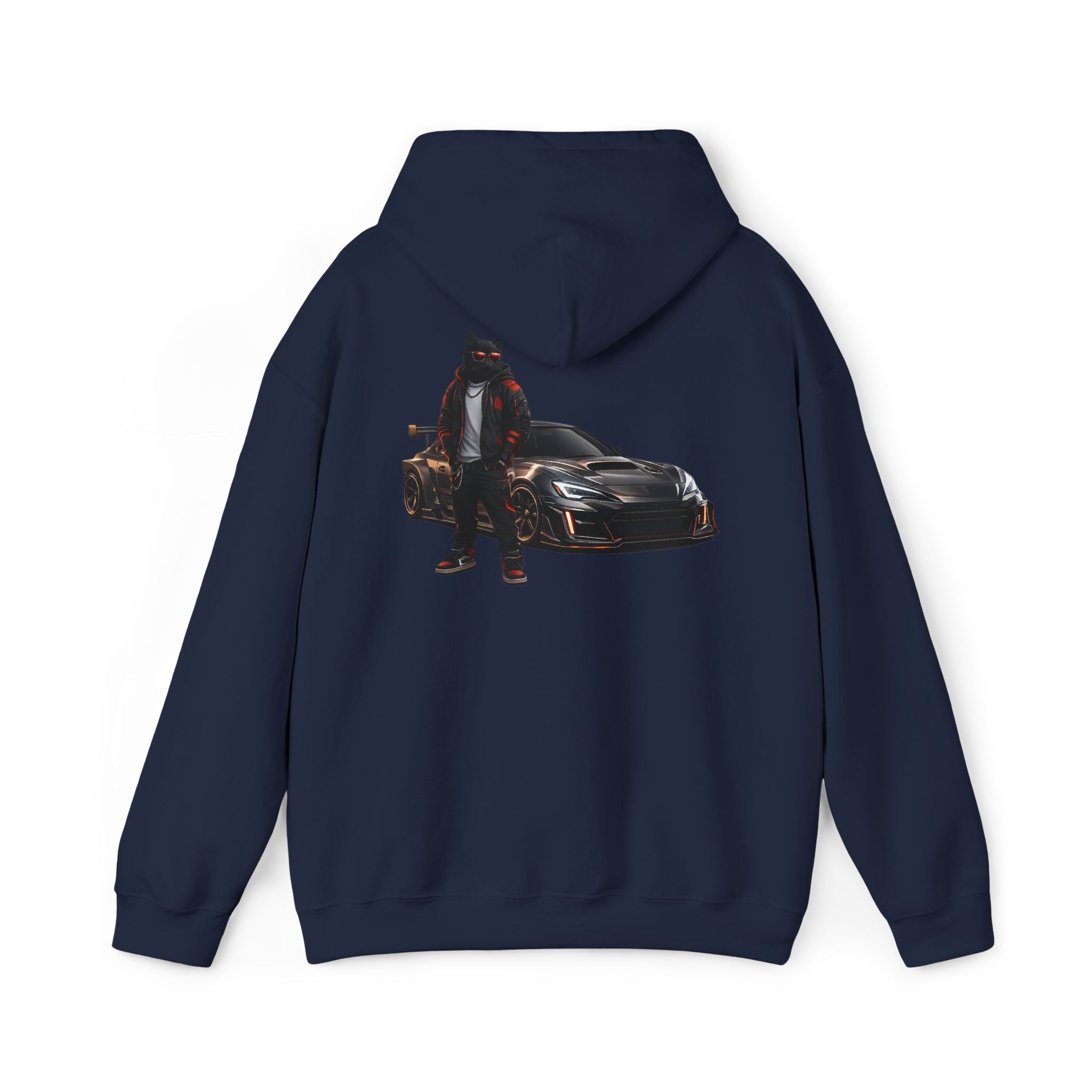 Cool Black Cat Streetwear Custom Widebody Sports Car JDM Hoodie