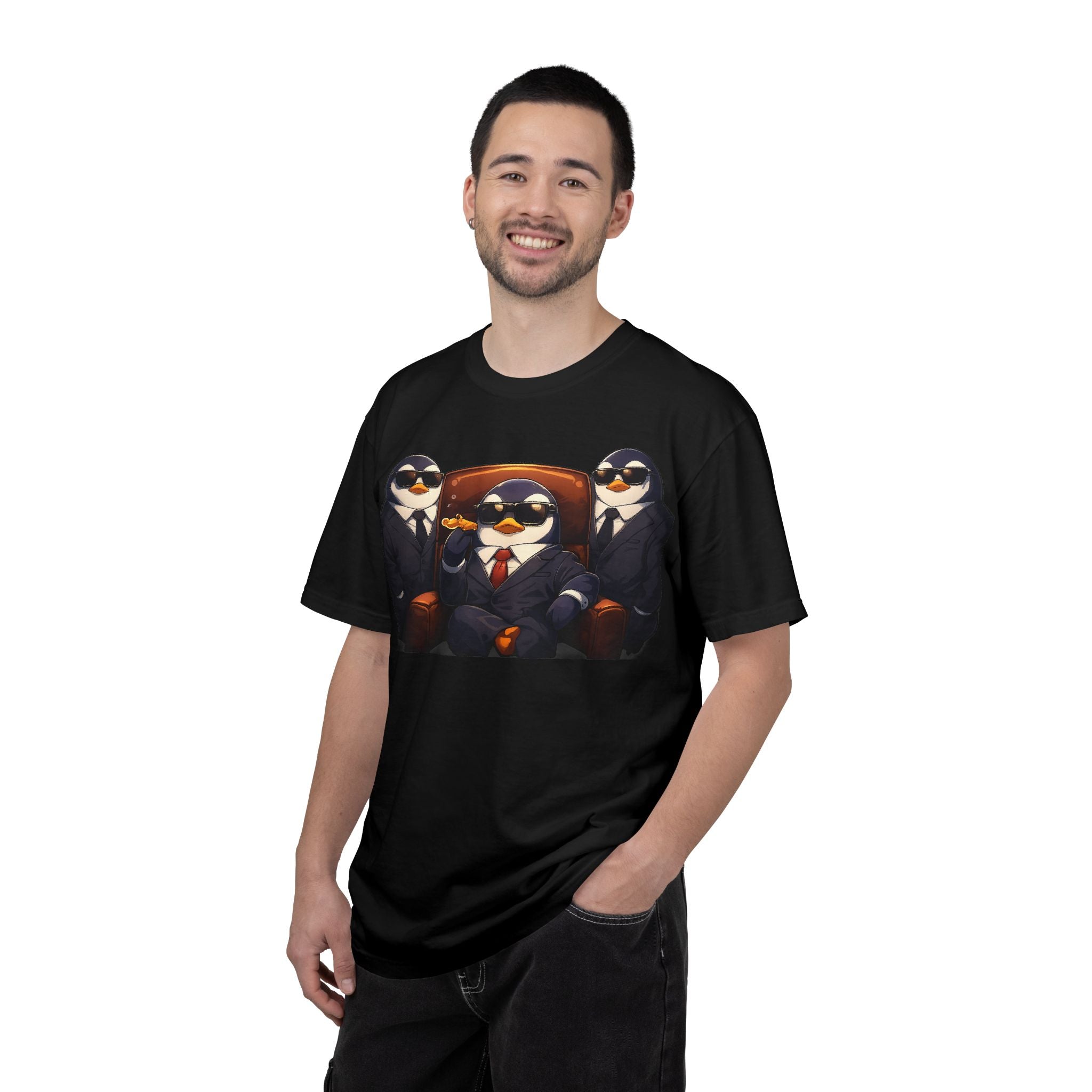 Penguin Mafia Boss T-Shirt — Funny Godfather Penguins in Suits, Cigar & Bodyguards