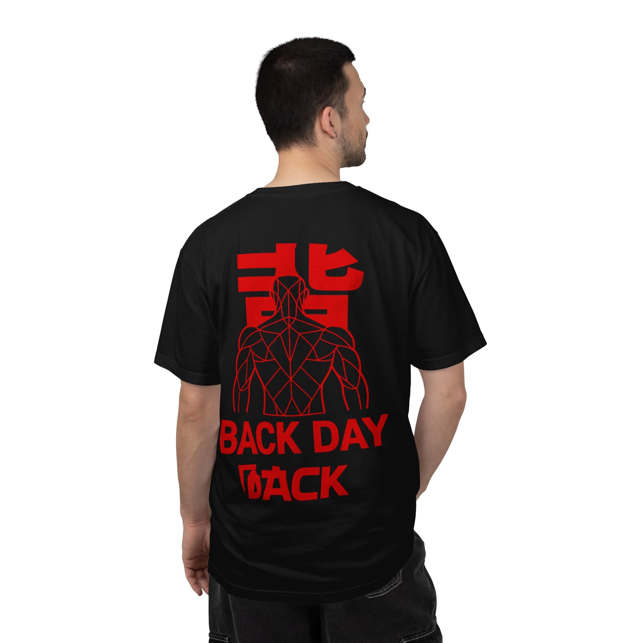 Back Day Attack Geometric Muscle Anatomy T-Shirt — "北" (Back) Gym Tee Red