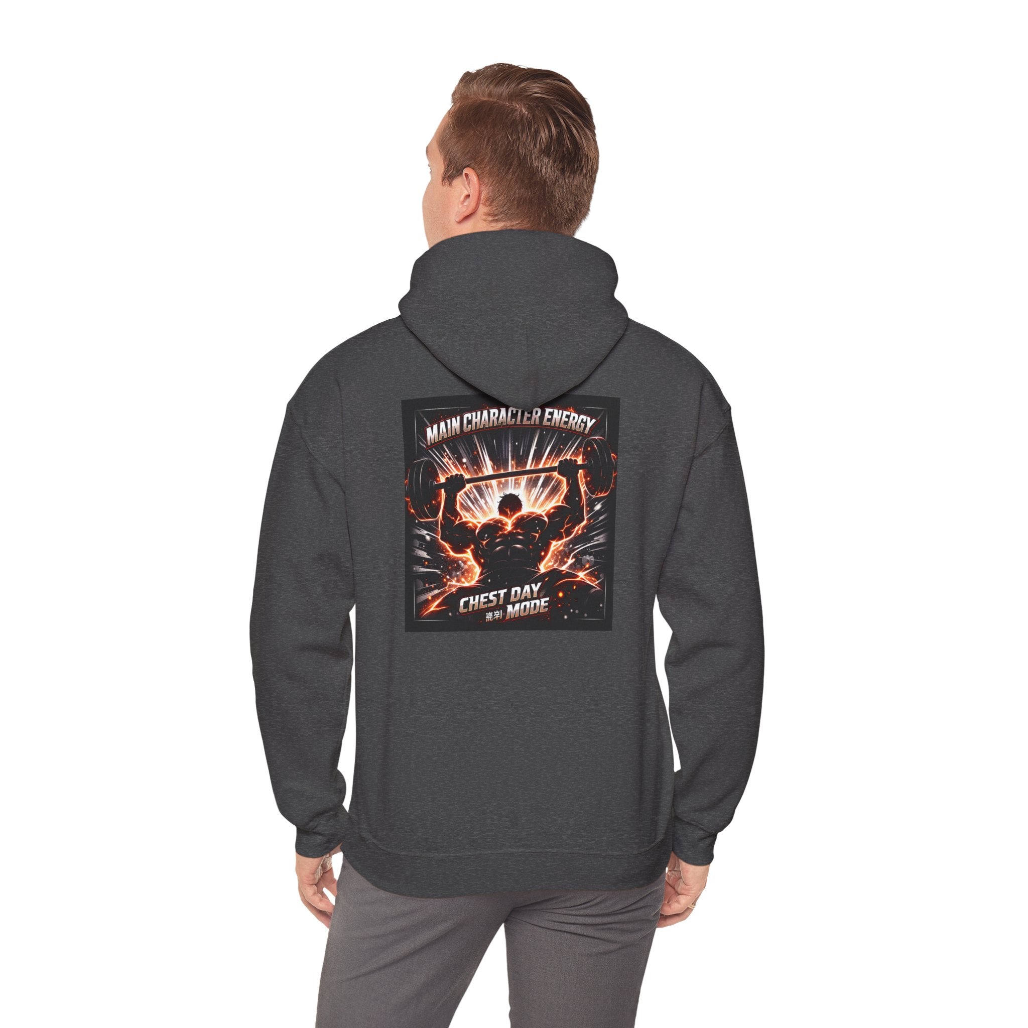 Main Character Energy Chest Day Men’s Hoodie - Anime Gym Fitness Apparel