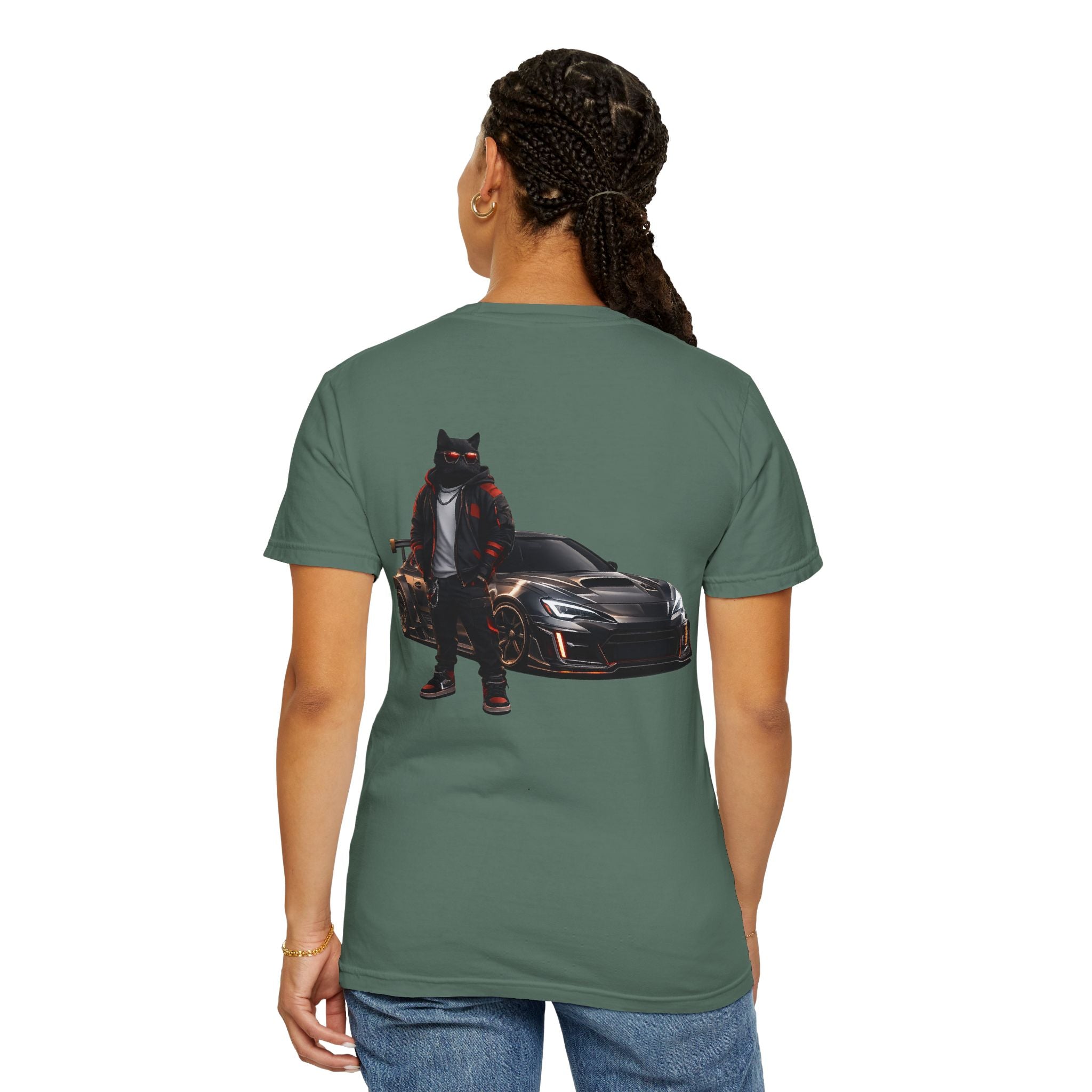 Cool Black Cat Streetwear Custom Widebody Sports Car JDM T-Shirt