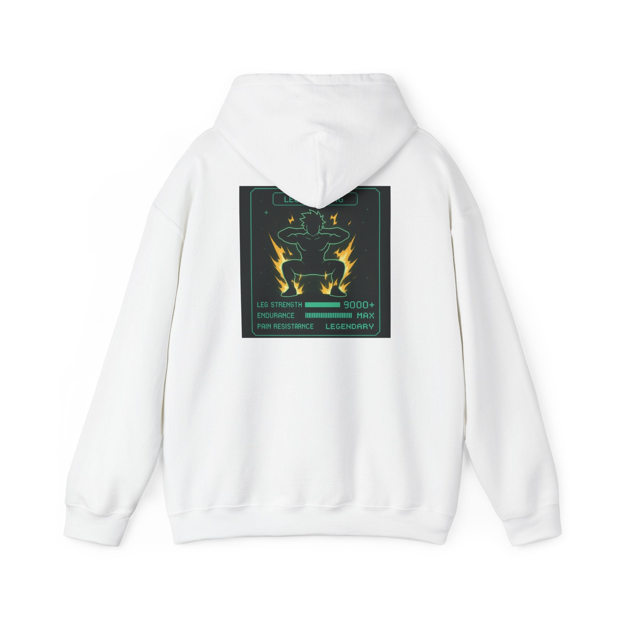 Leg Training Stats 9000+ RPG Gym Hoodie — Men’s Gaming Leg Day Motivation