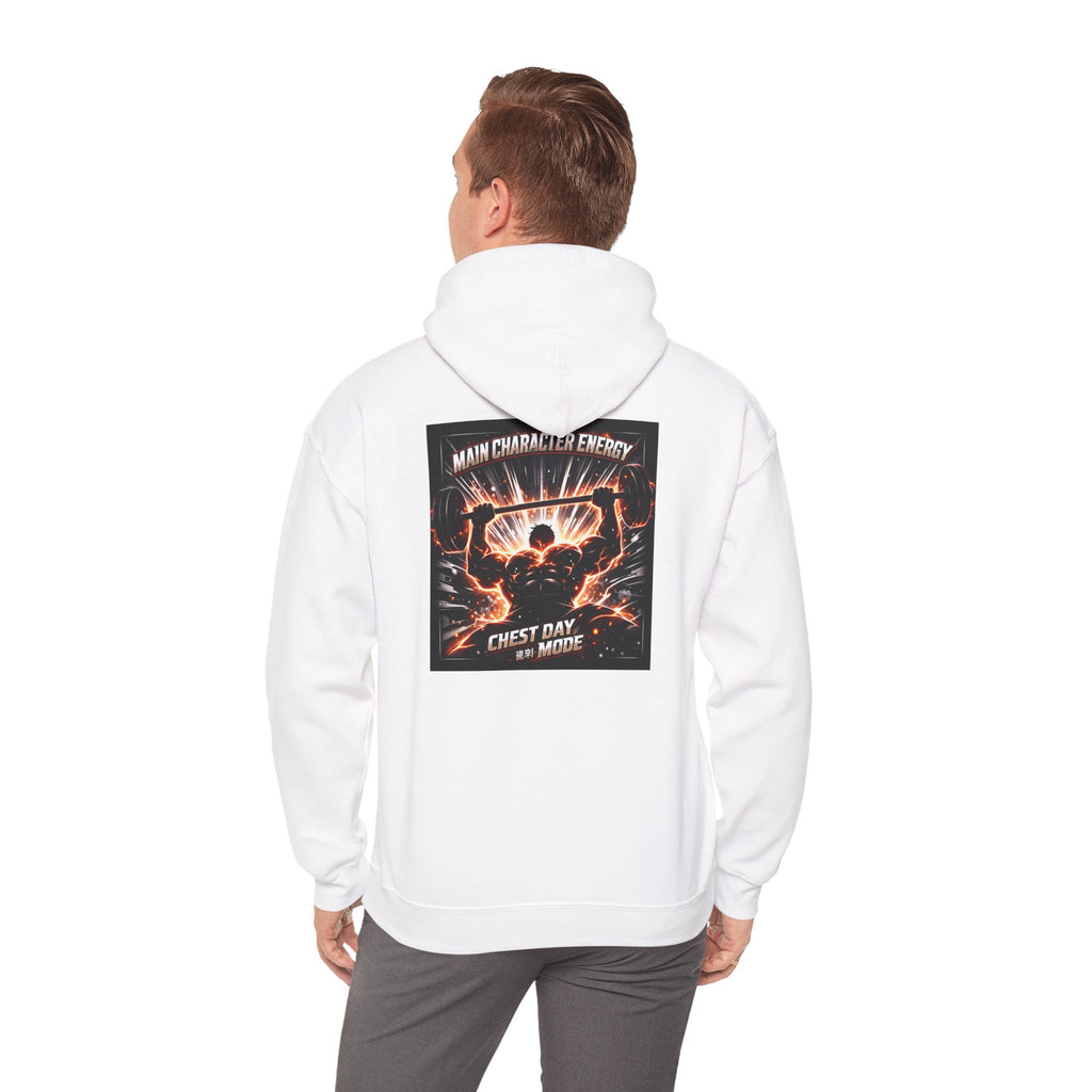 Main Character Energy Chest Day Men’s Hoodie - Anime Gym Fitness Apparel