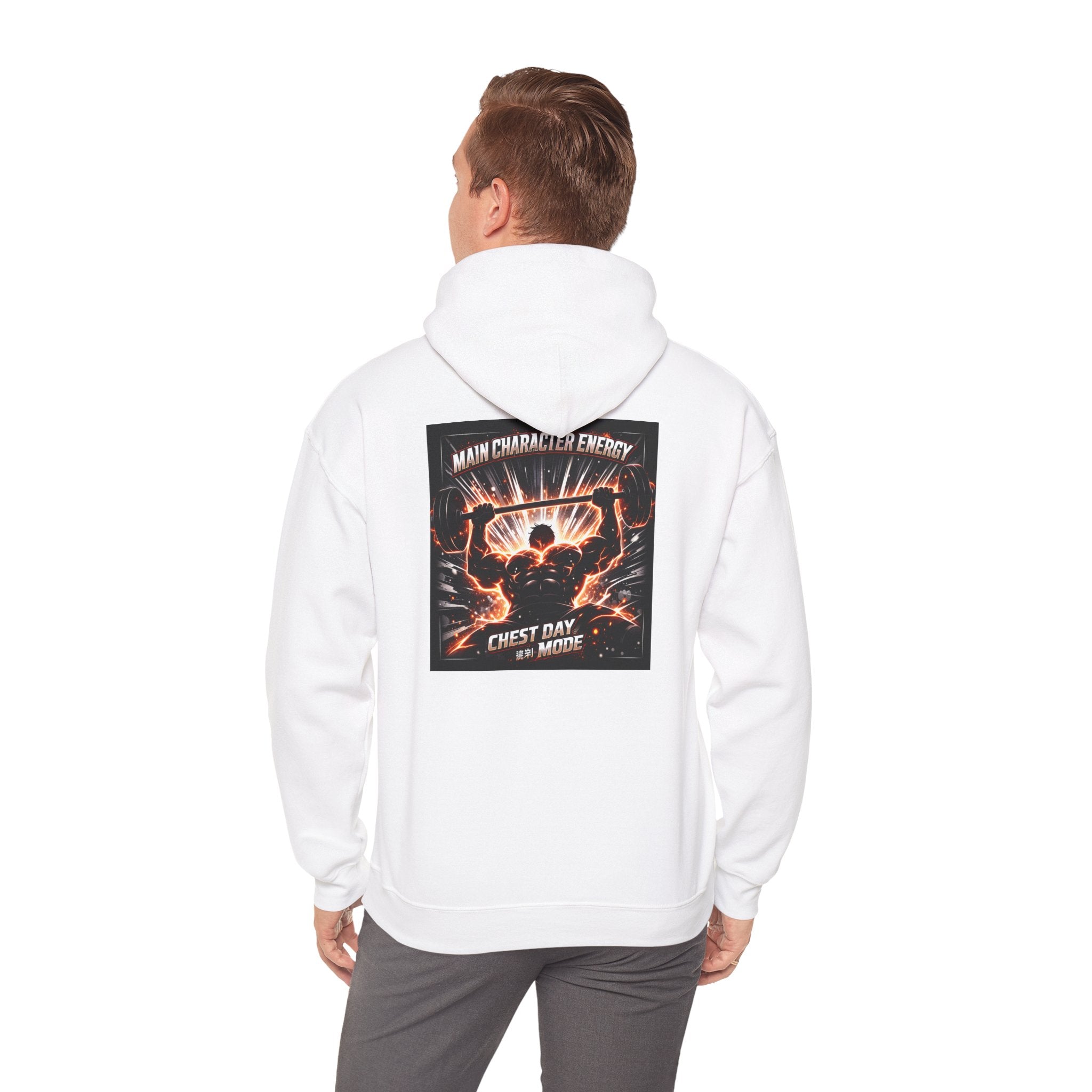 Main Character Energy Chest Day Men’s Hoodie - Anime Gym Fitness Apparel