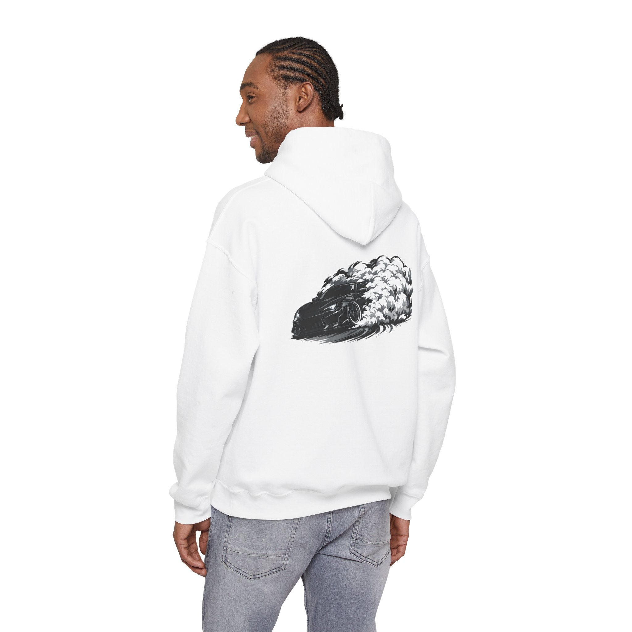 Shadow Drift Black Car Hoodie — Wide-Body Drift Design