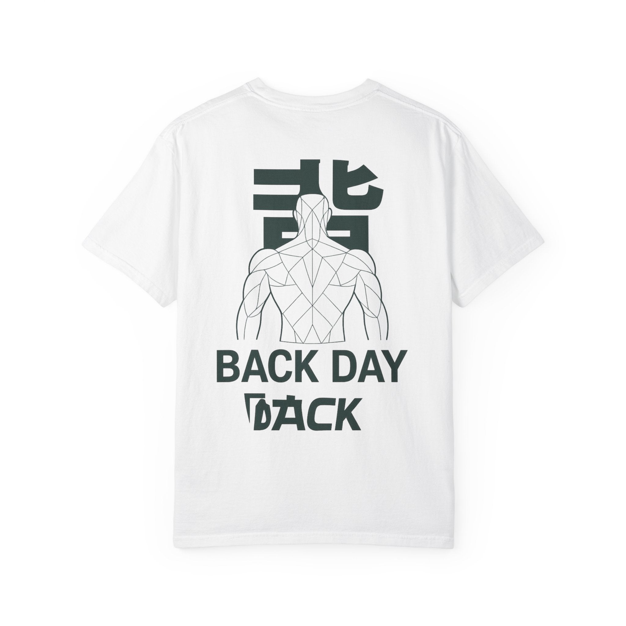Back Day Attack Geometric Muscle Anatomy T-Shirt — '北' Back Training Gym Tee Green
