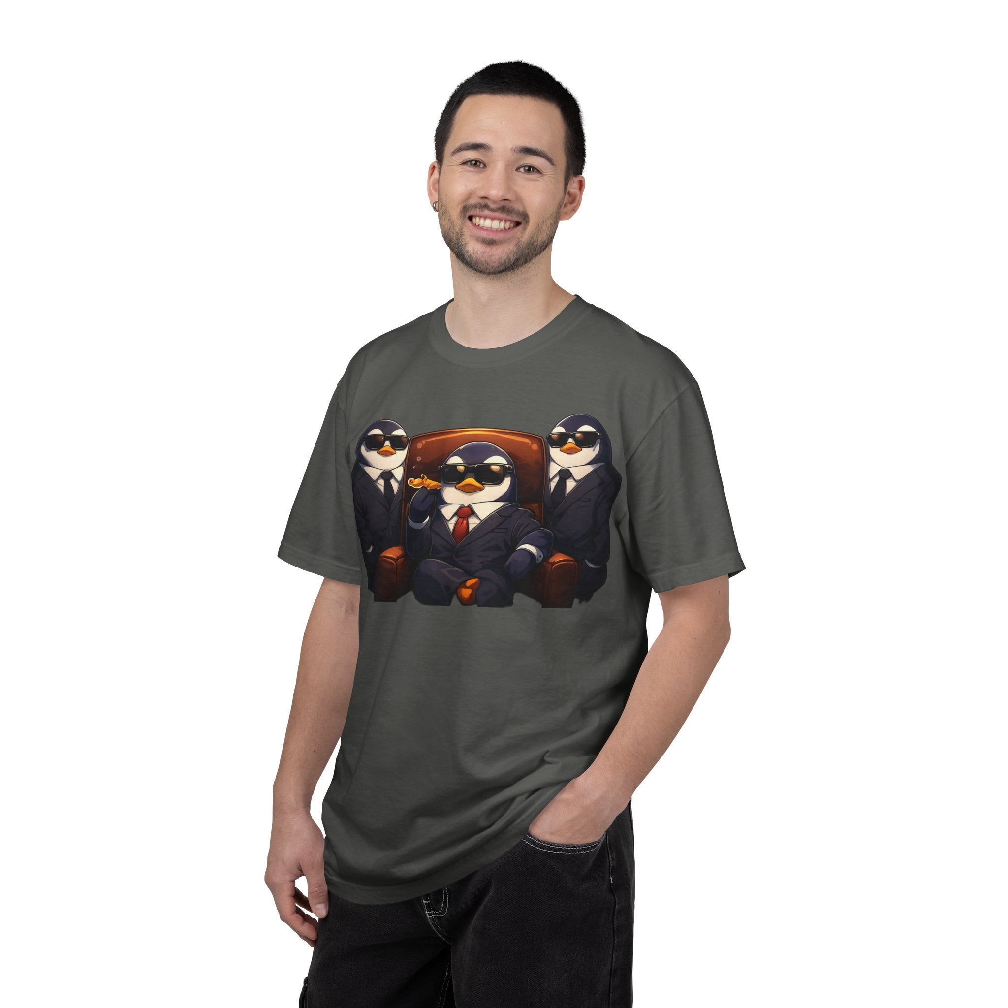 Penguin Mafia Boss T-Shirt — Funny Godfather Penguins in Suits, Cigar & Bodyguards