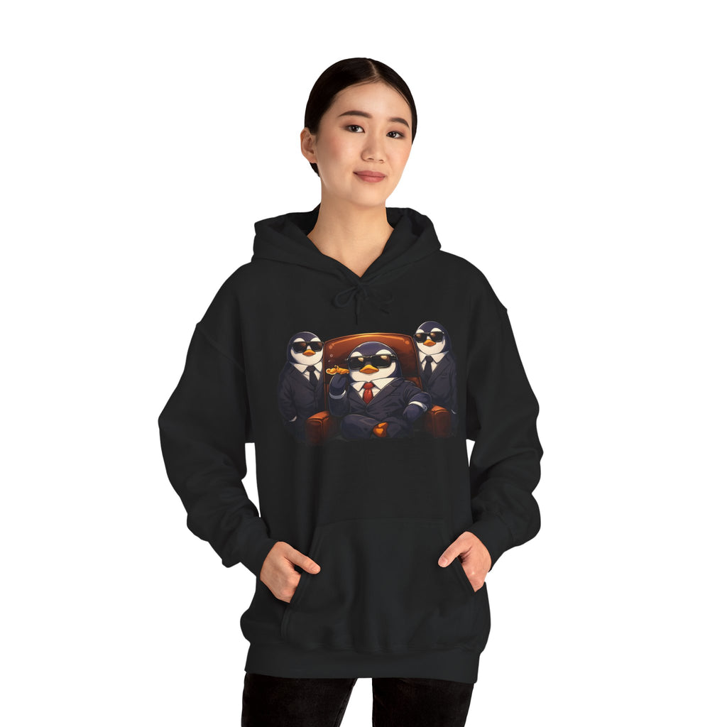 Penguin Mafia Boss Hoodie — Funny Godfather Penguins in Suits, Cigar & Bodyguards