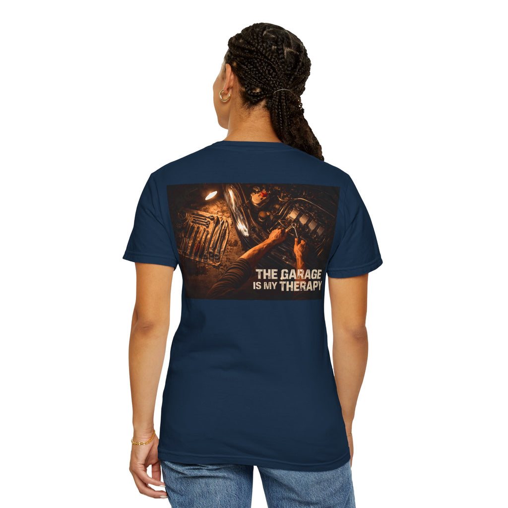 The Garage Is My Therapy T-Shirt - Mechanic Car Enthusiast Gift Version 2