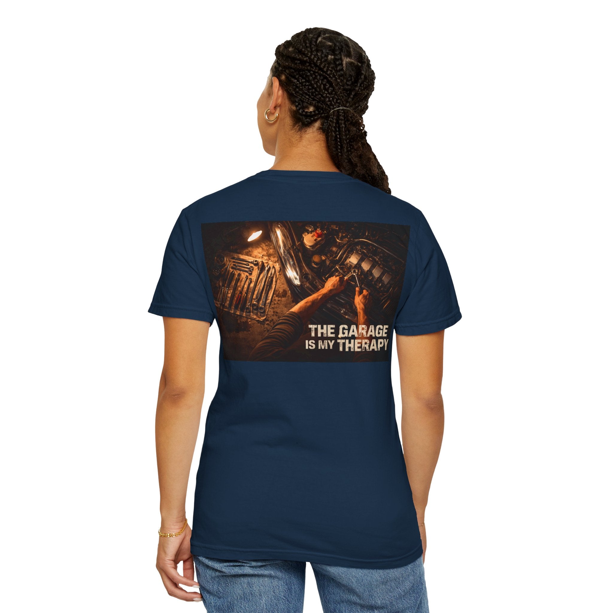 The Garage Is My Therapy T-Shirt - Mechanic Car Enthusiast Gift Version 2
