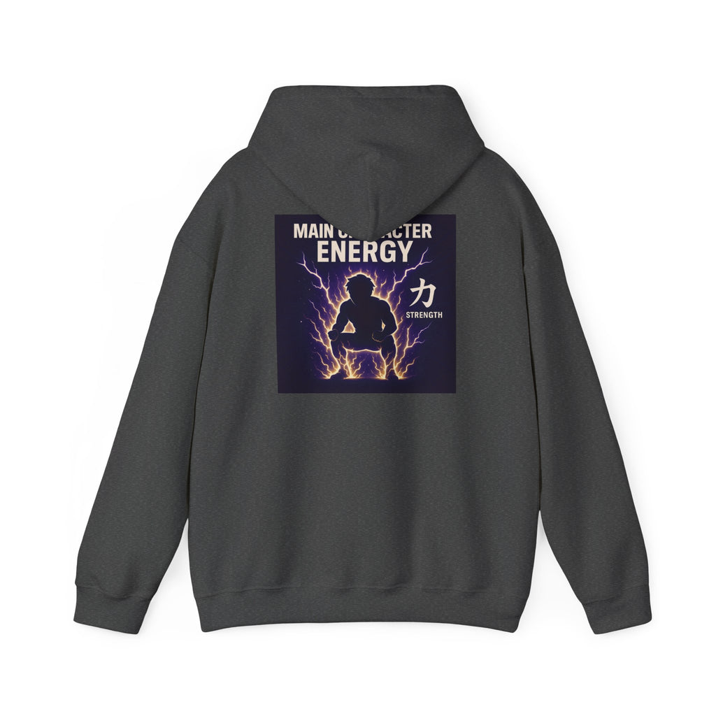 Main Character Energy Hoodie — Men's Anime Gym Strength (力)