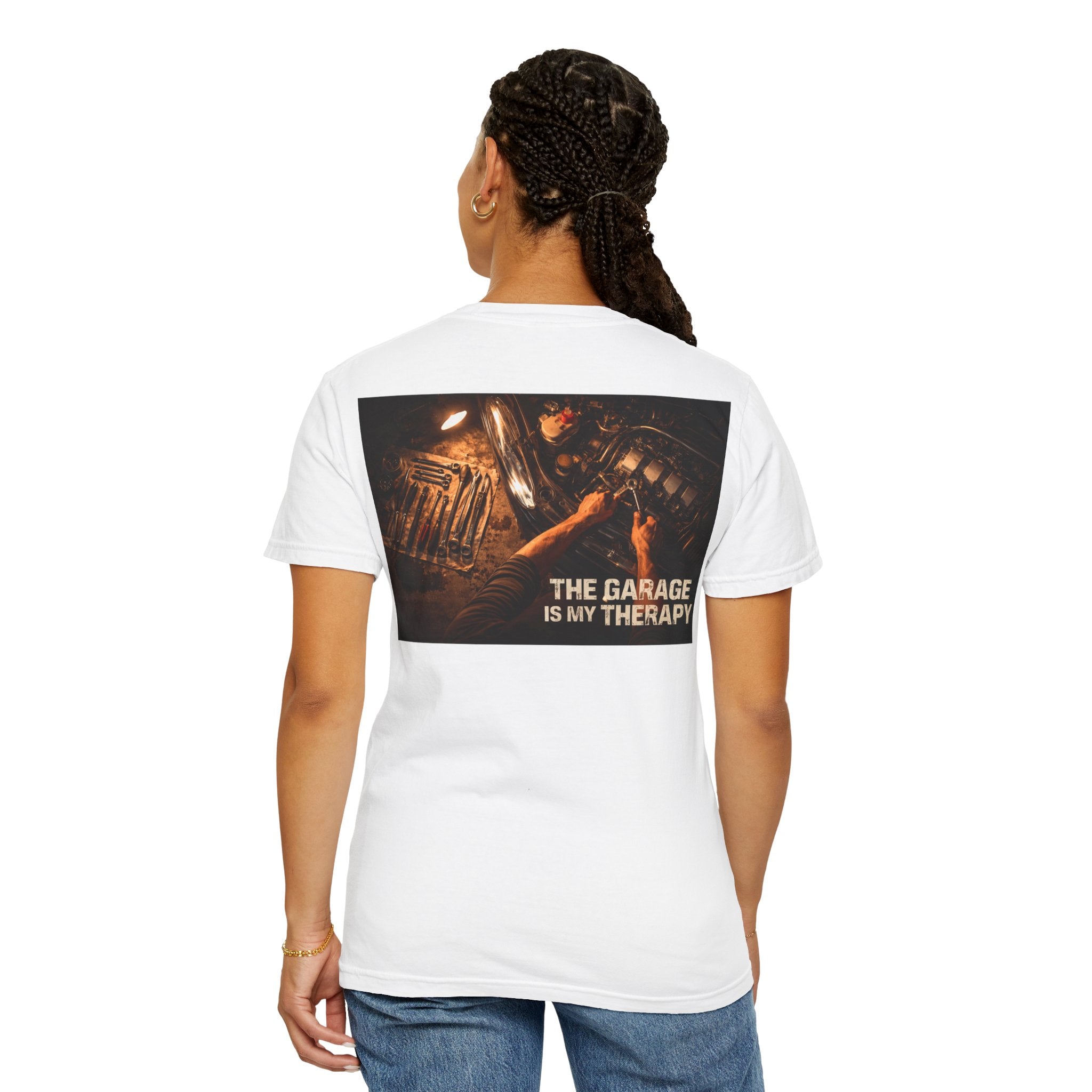 The Garage Is My Therapy T-Shirt - Mechanic Car Enthusiast Gift Version 2