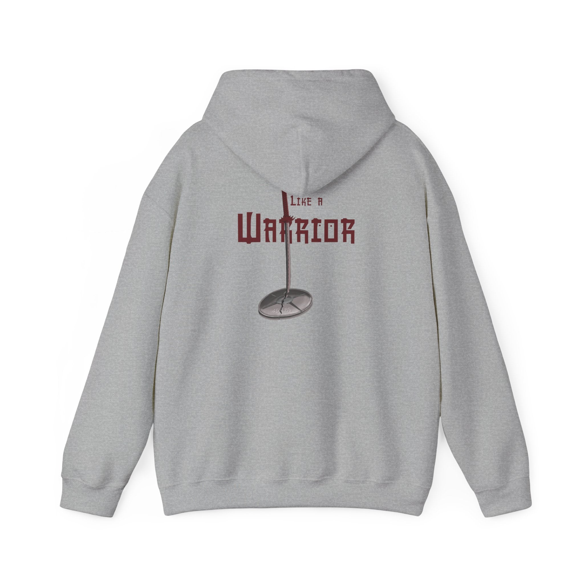 Train Like a Warrior Hoodie — Katana & 45lb Weight Gym Motivation