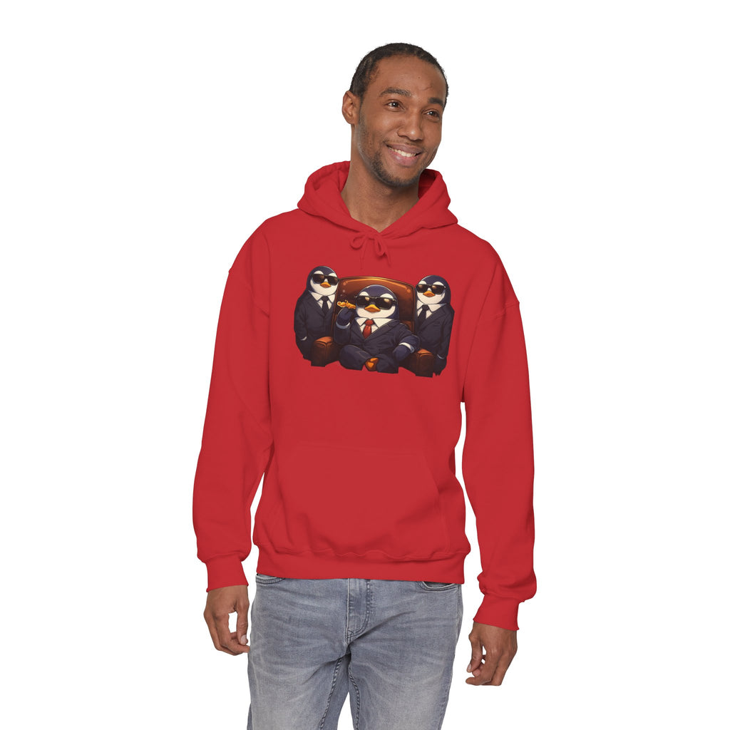 Penguin Mafia Boss Hoodie — Funny Godfather Penguins in Suits, Cigar & Bodyguards
