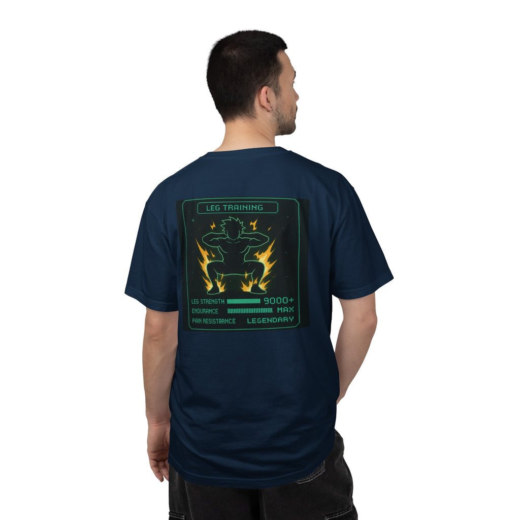 Leg Training Stats 9000+ T-Shirt — Men’s RPG Gaming Gym Leg Day Motivation
