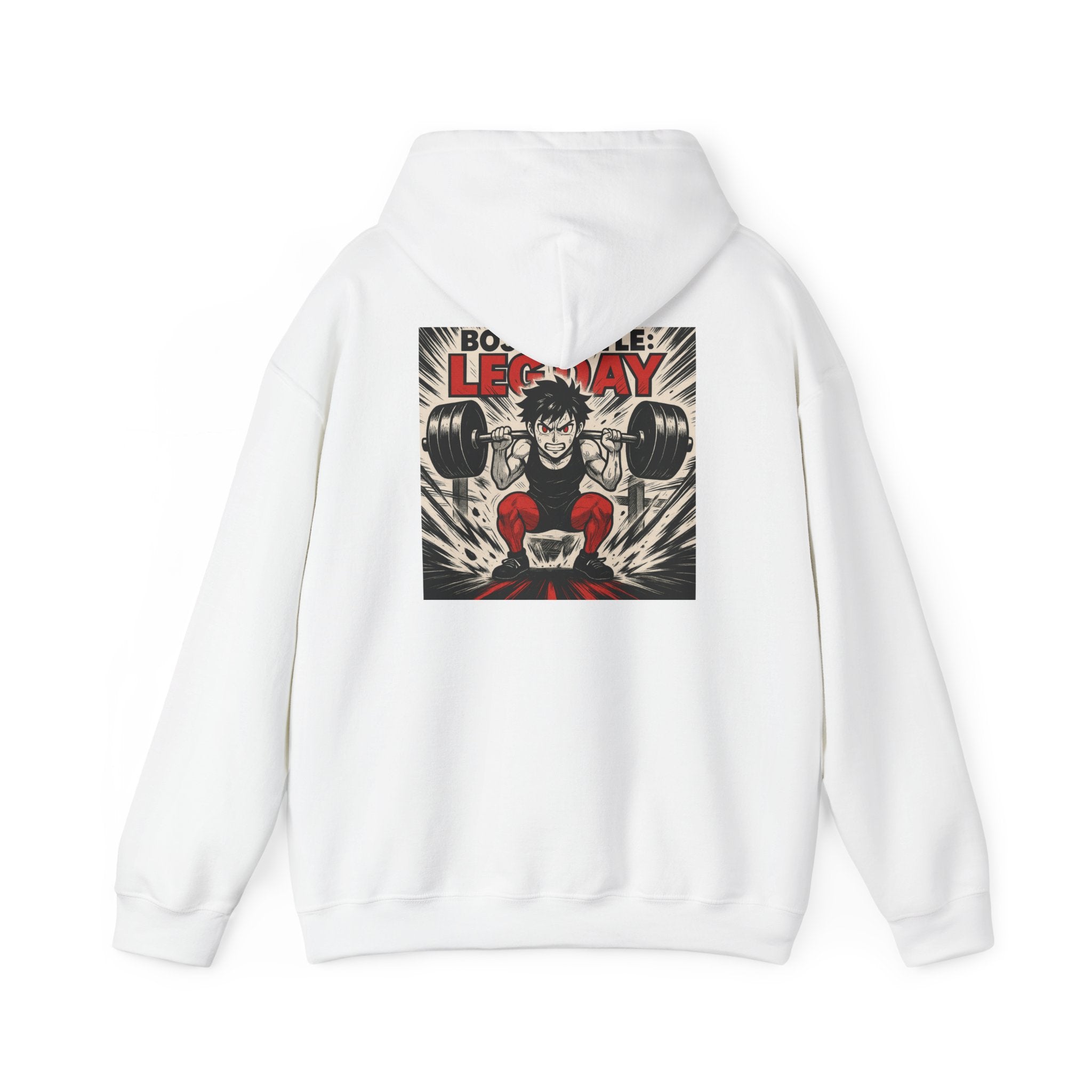 Boss Battle: Leg Day Hoodie — Anime Gym Male Lifter Sweatshirt