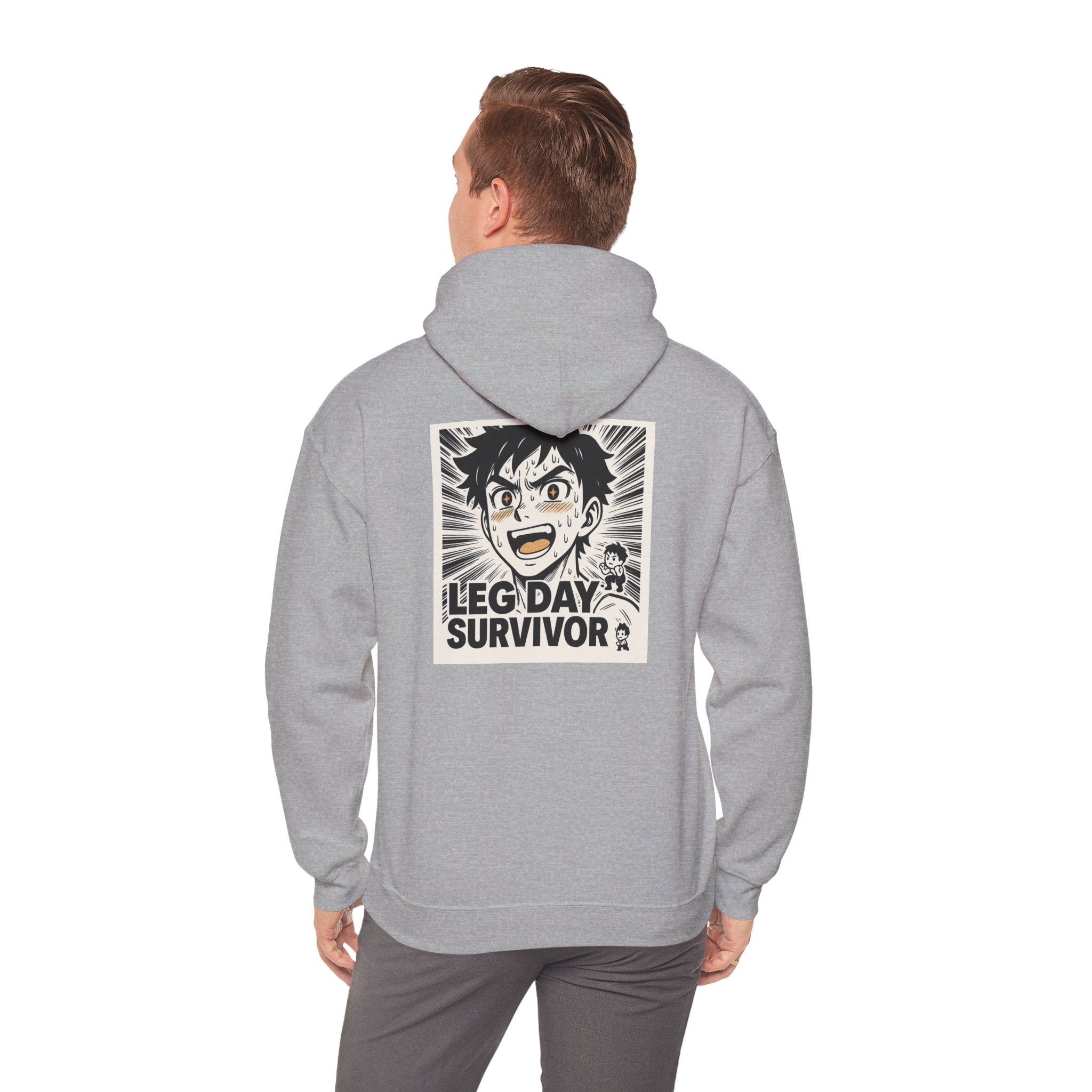Leg Day Survivor Men’s Hoodie - Funny Gym Workout Anime Fitness Hoodie