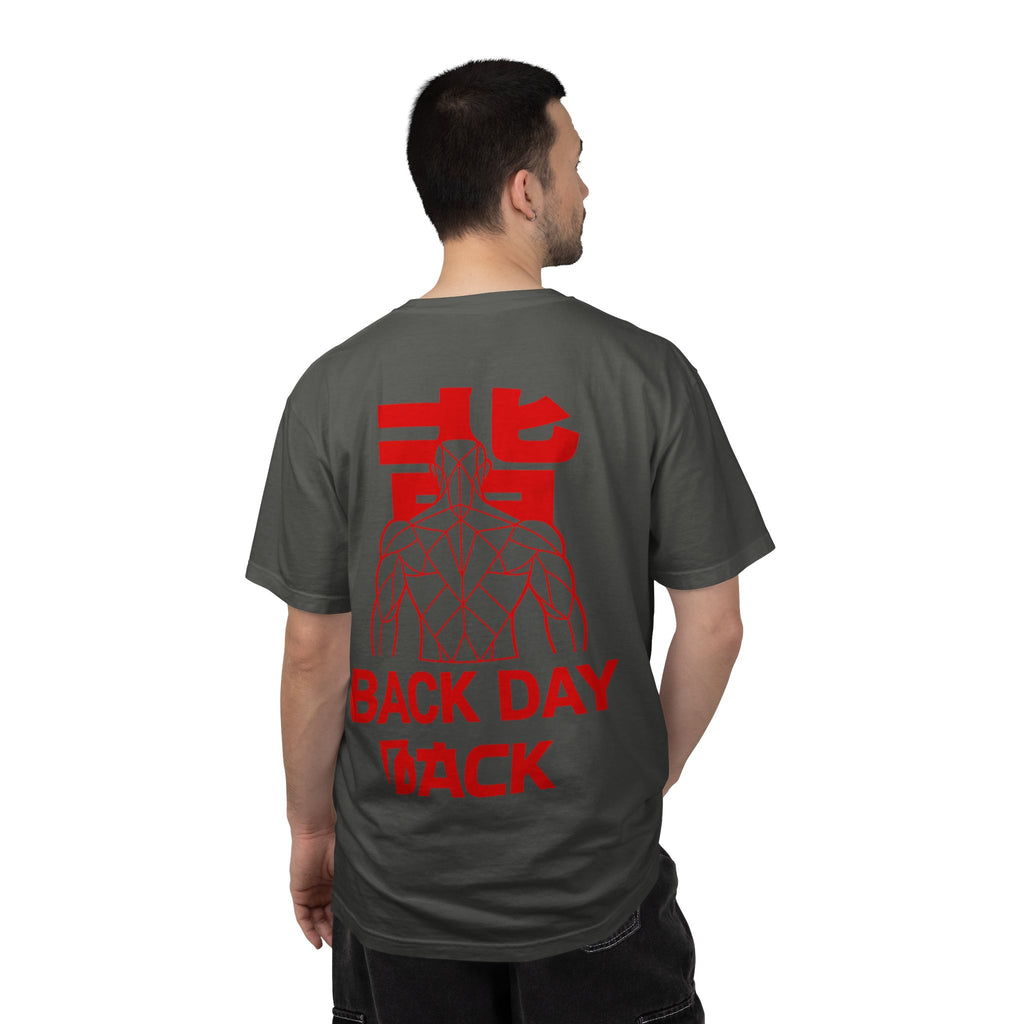 Back Day Attack Geometric Muscle Anatomy T-Shirt — "北" (Back) Gym Tee Red