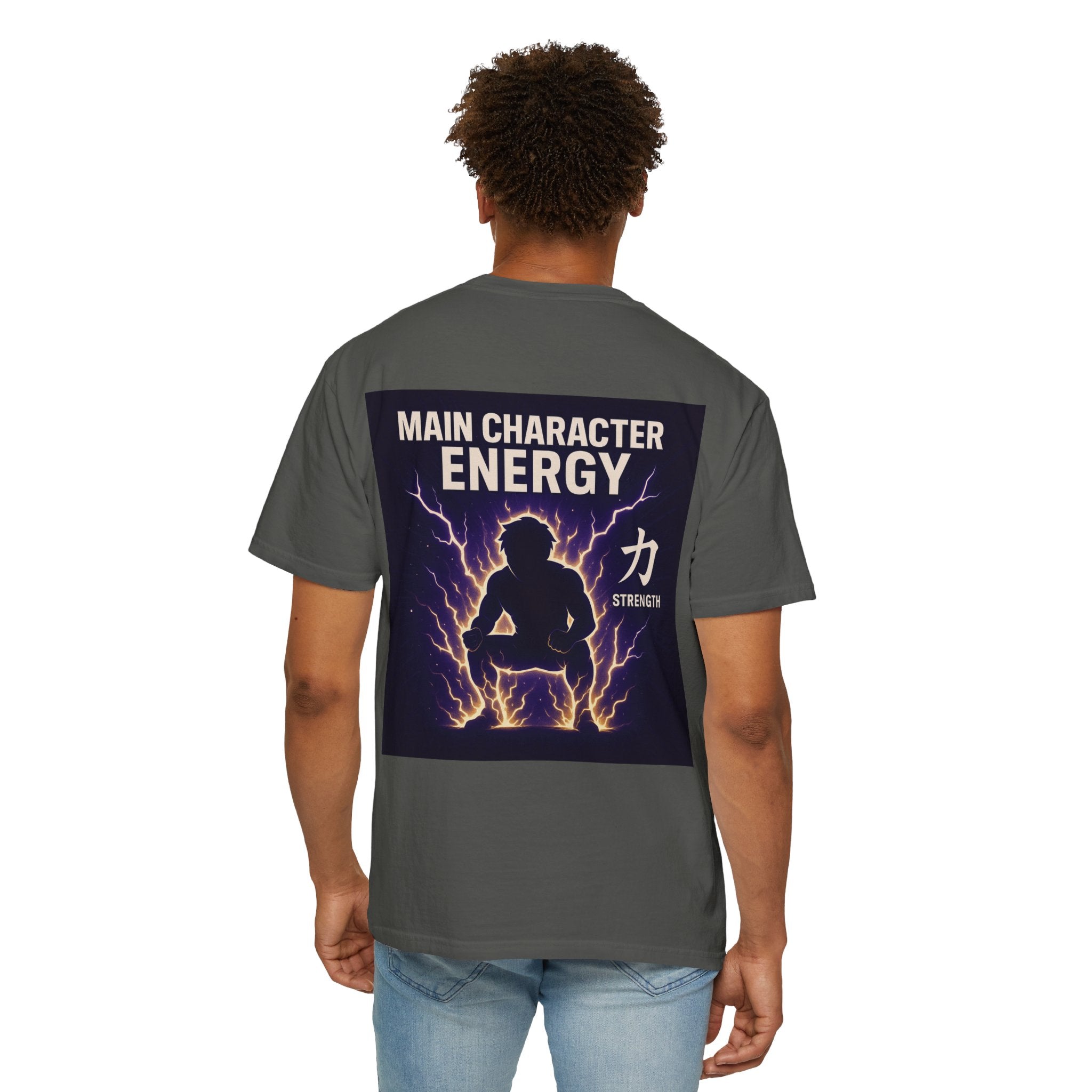 Main Character Energy Strength Kanji T-Shirt — Men’s Anime Gym Motivation