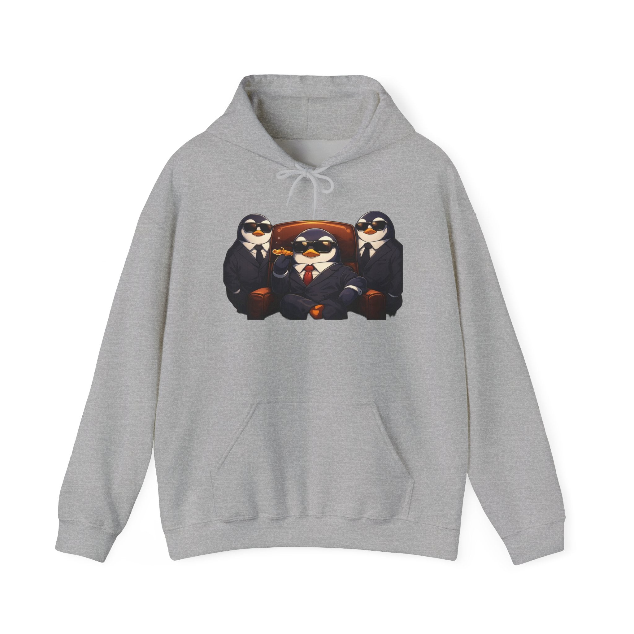 Penguin Mafia Boss Hoodie — Funny Godfather Penguins in Suits, Cigar & Bodyguards
