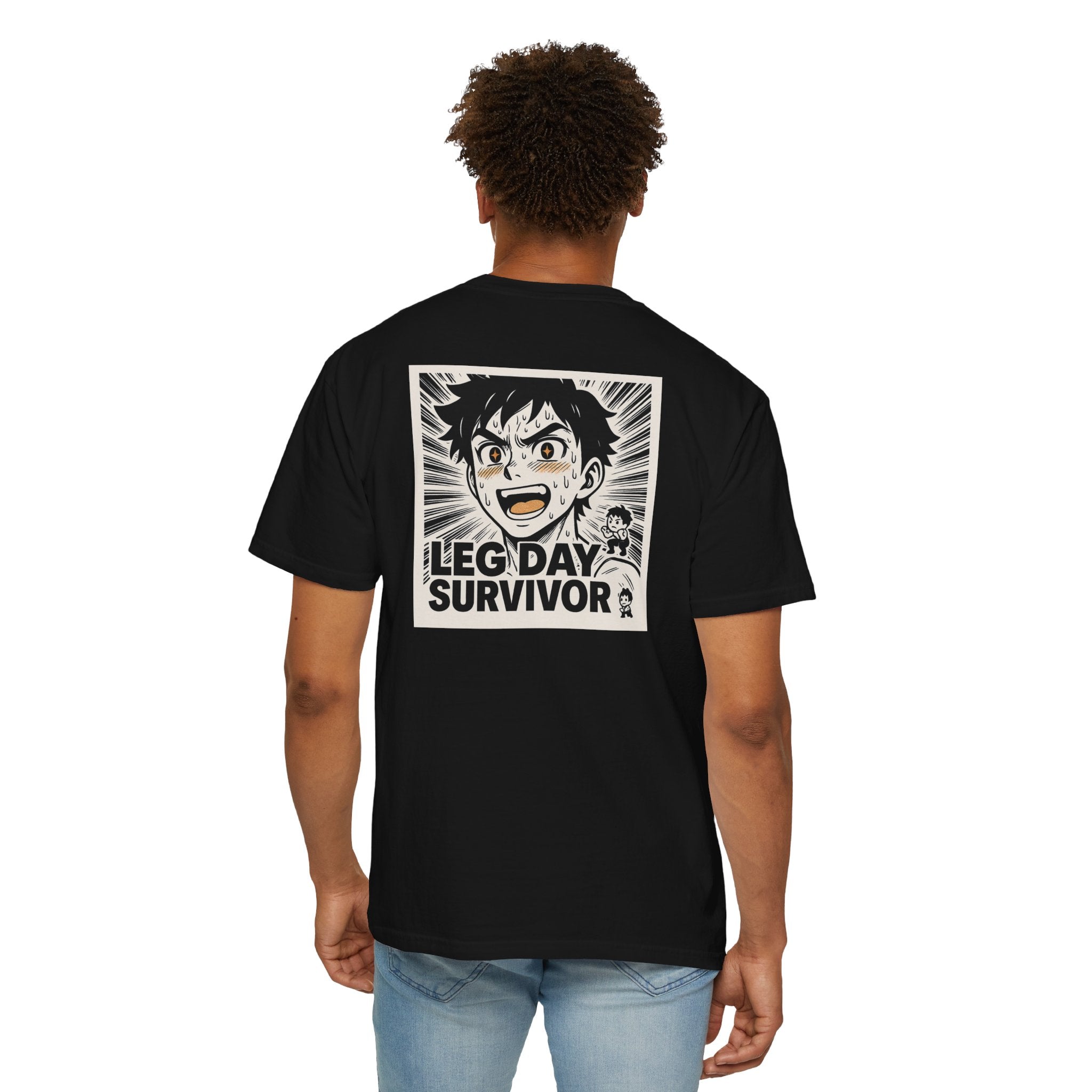 Leg Day Survivor Men’s Shirt - Funny Gym Workout Anime Fitness T-Shirt