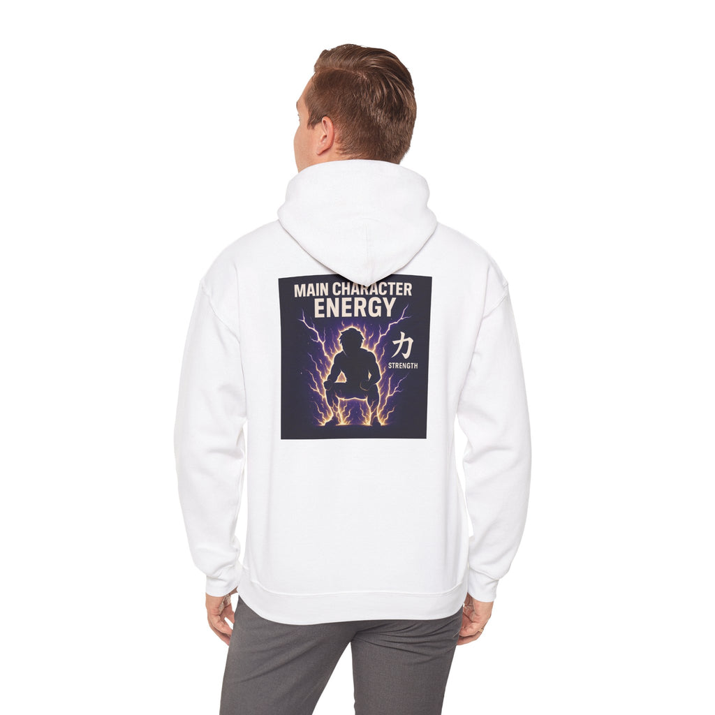 Main Character Energy Hoodie — Men's Anime Gym Strength (力)