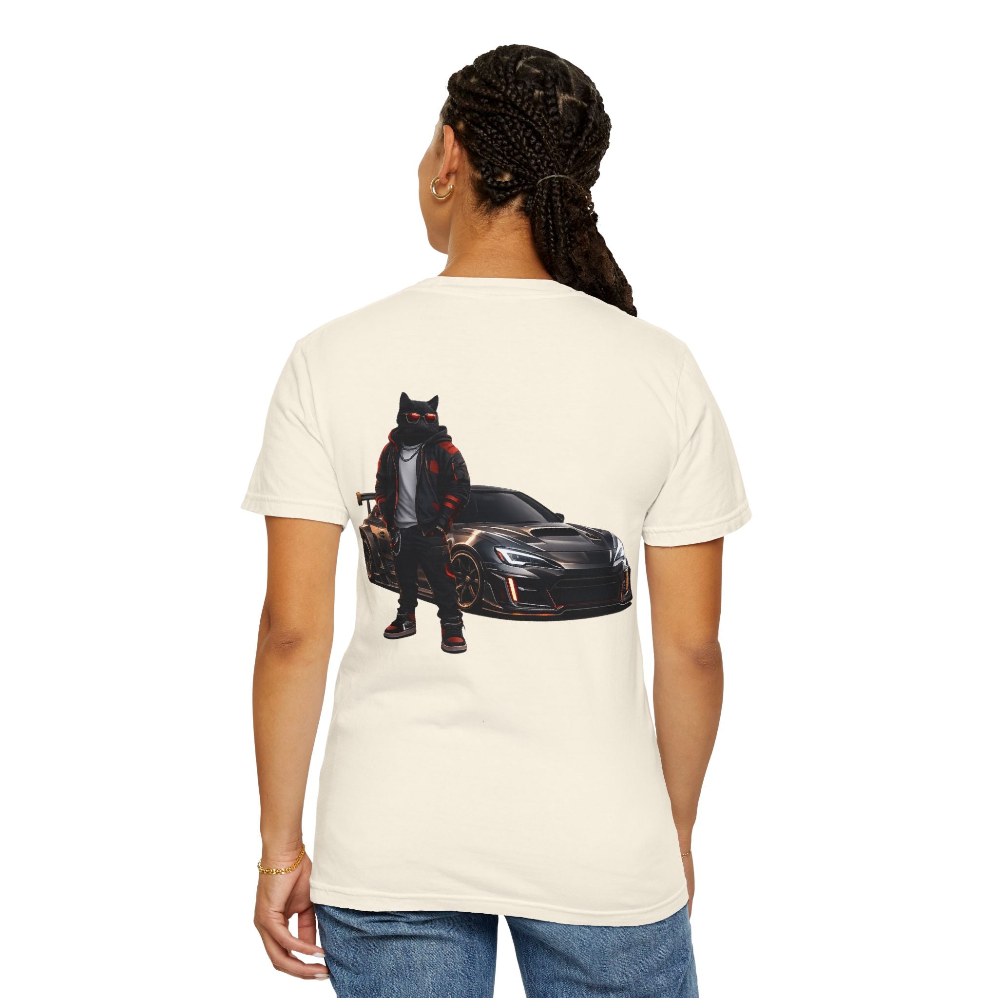 Cool Black Cat Streetwear Custom Widebody Sports Car JDM T-Shirt