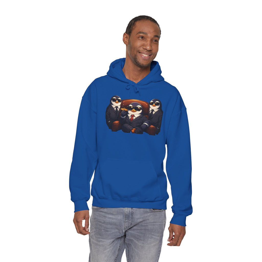Penguin Mafia Boss Hoodie — Funny Godfather Penguins in Suits, Cigar & Bodyguards