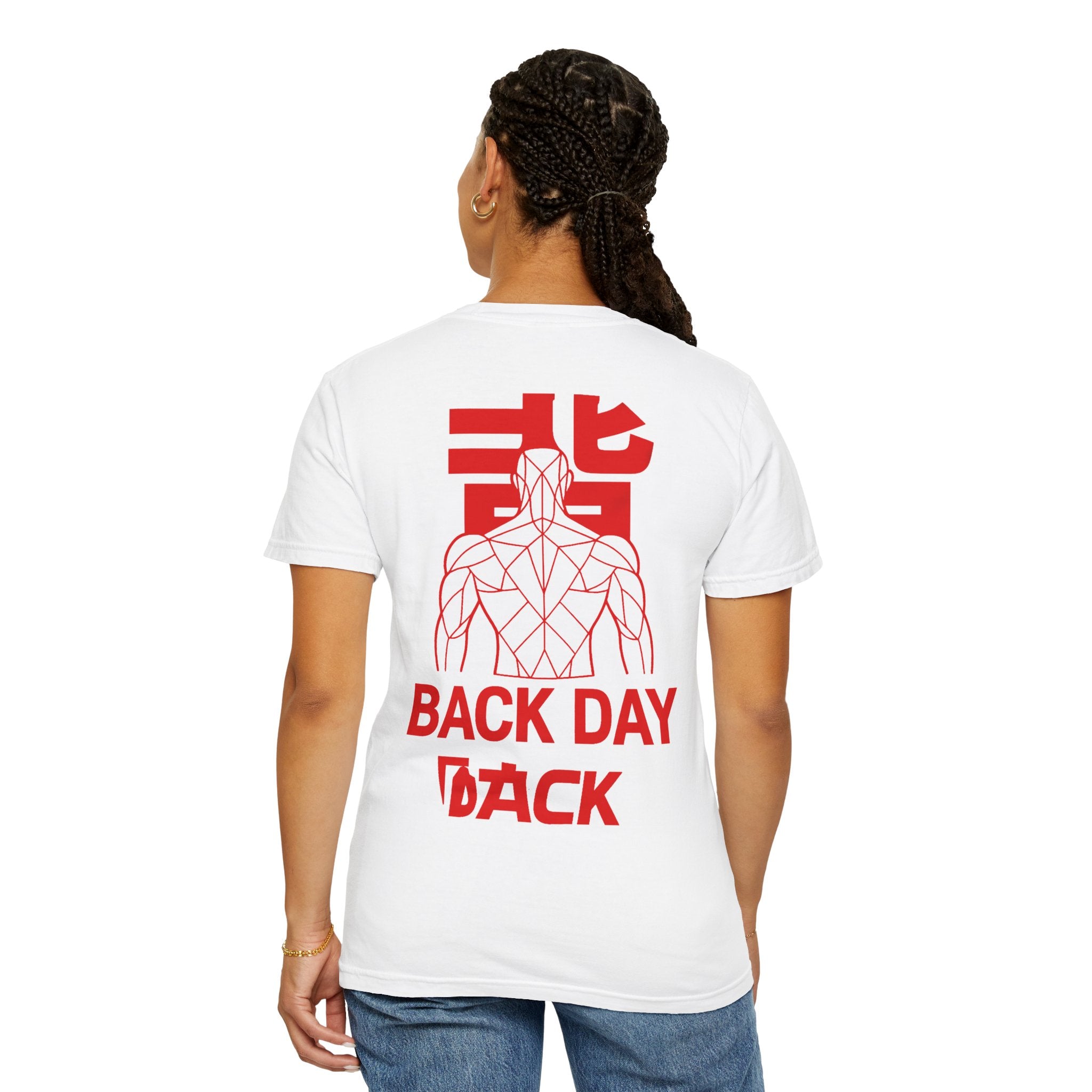 Back Day Attack Geometric Muscle Anatomy T-Shirt — "北" (Back) Gym Tee Red