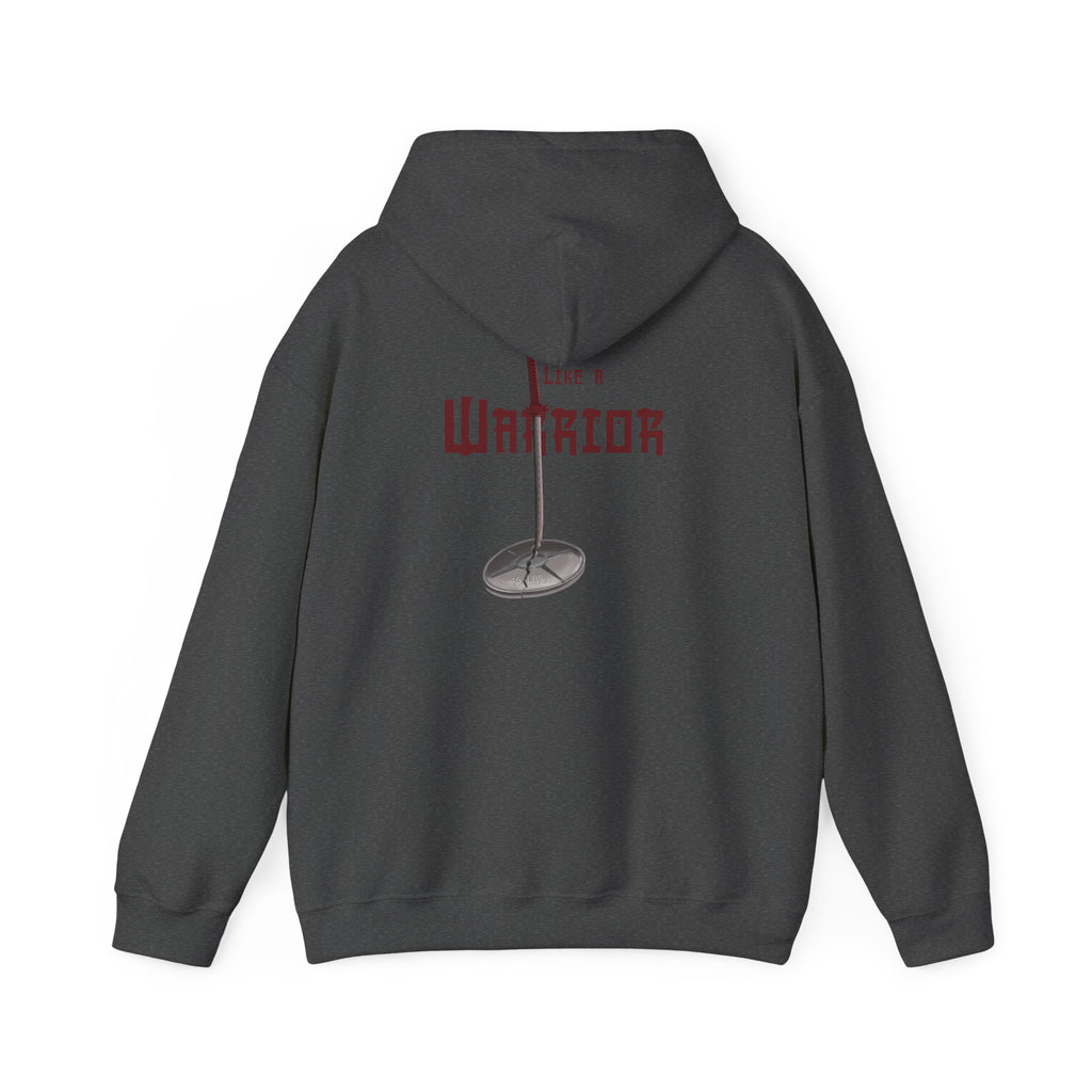 Train Like a Warrior Hoodie — Katana & 45lb Weight Gym Motivation