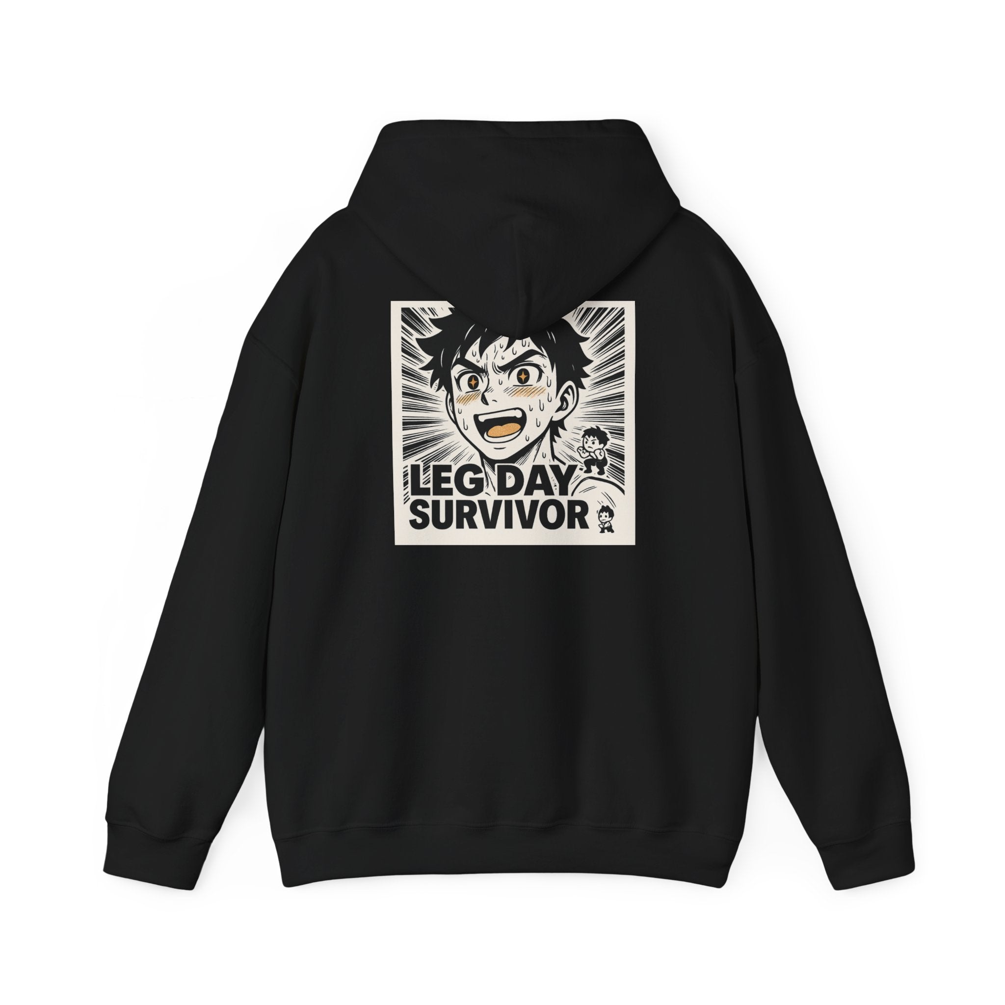 Leg Day Survivor Men’s Hoodie - Funny Gym Workout Anime Fitness Hoodie