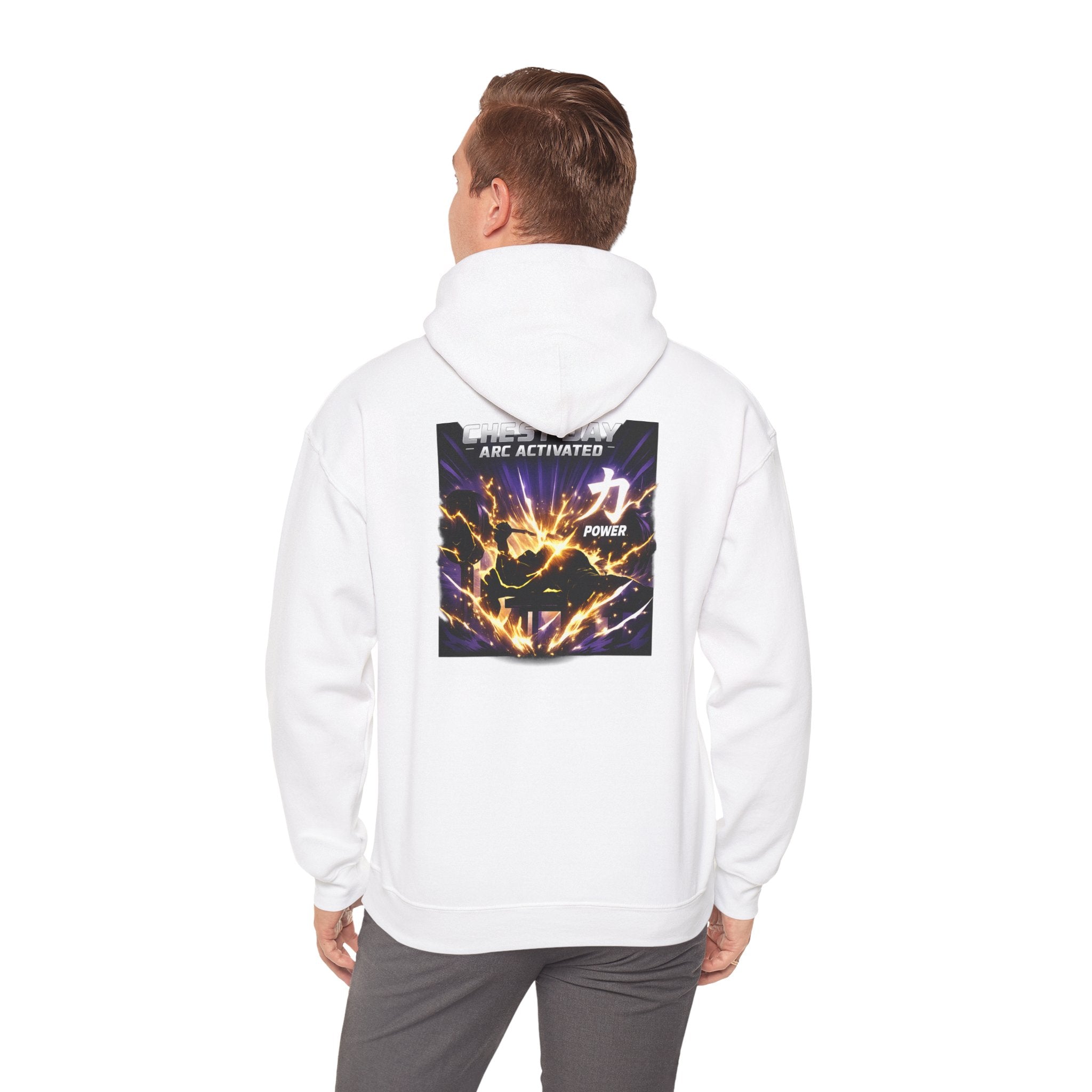 Chest Day Arc Activated Men’s Hoodie — Power (力) Gym Motivation