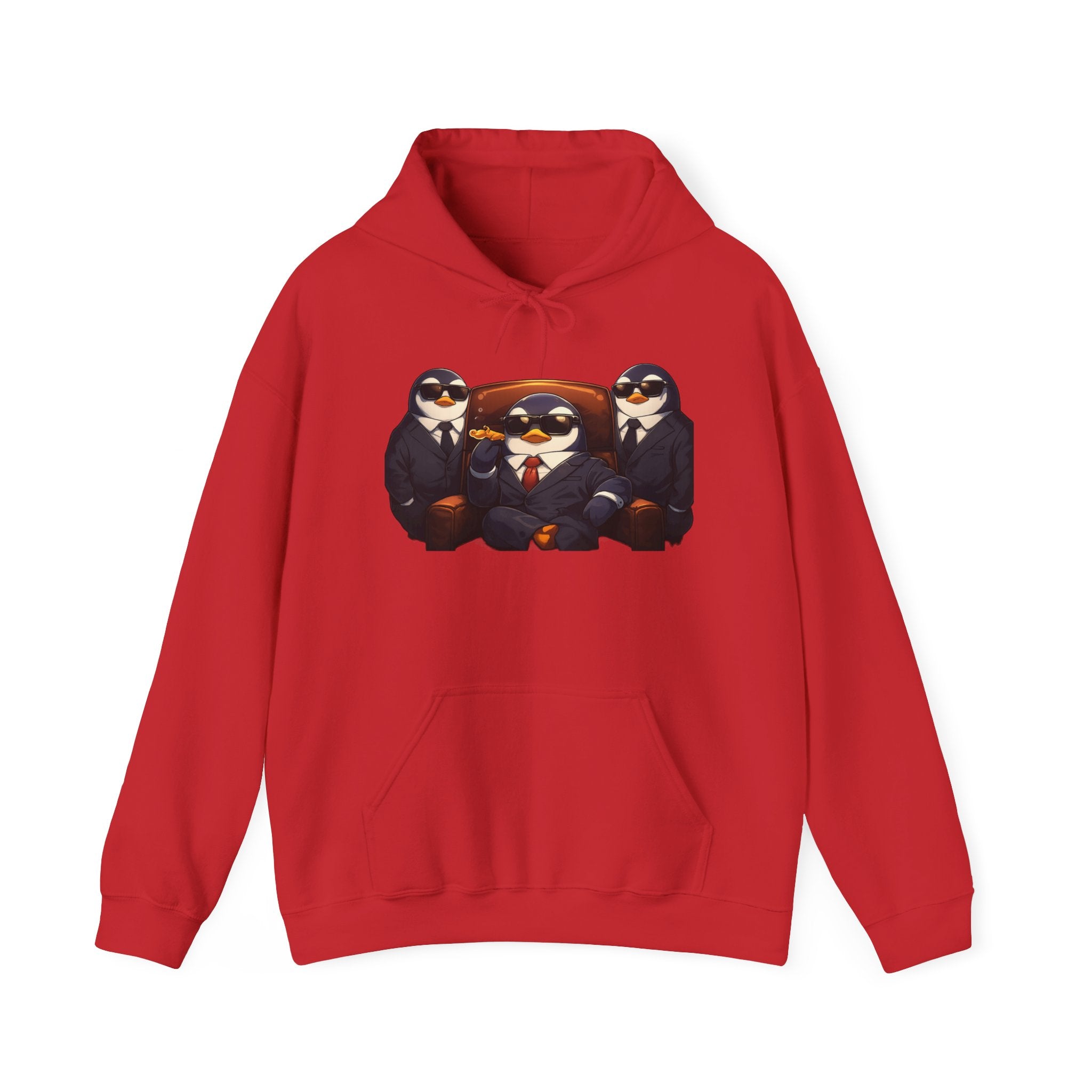 Penguin Mafia Boss Hoodie — Funny Godfather Penguins in Suits, Cigar & Bodyguards
