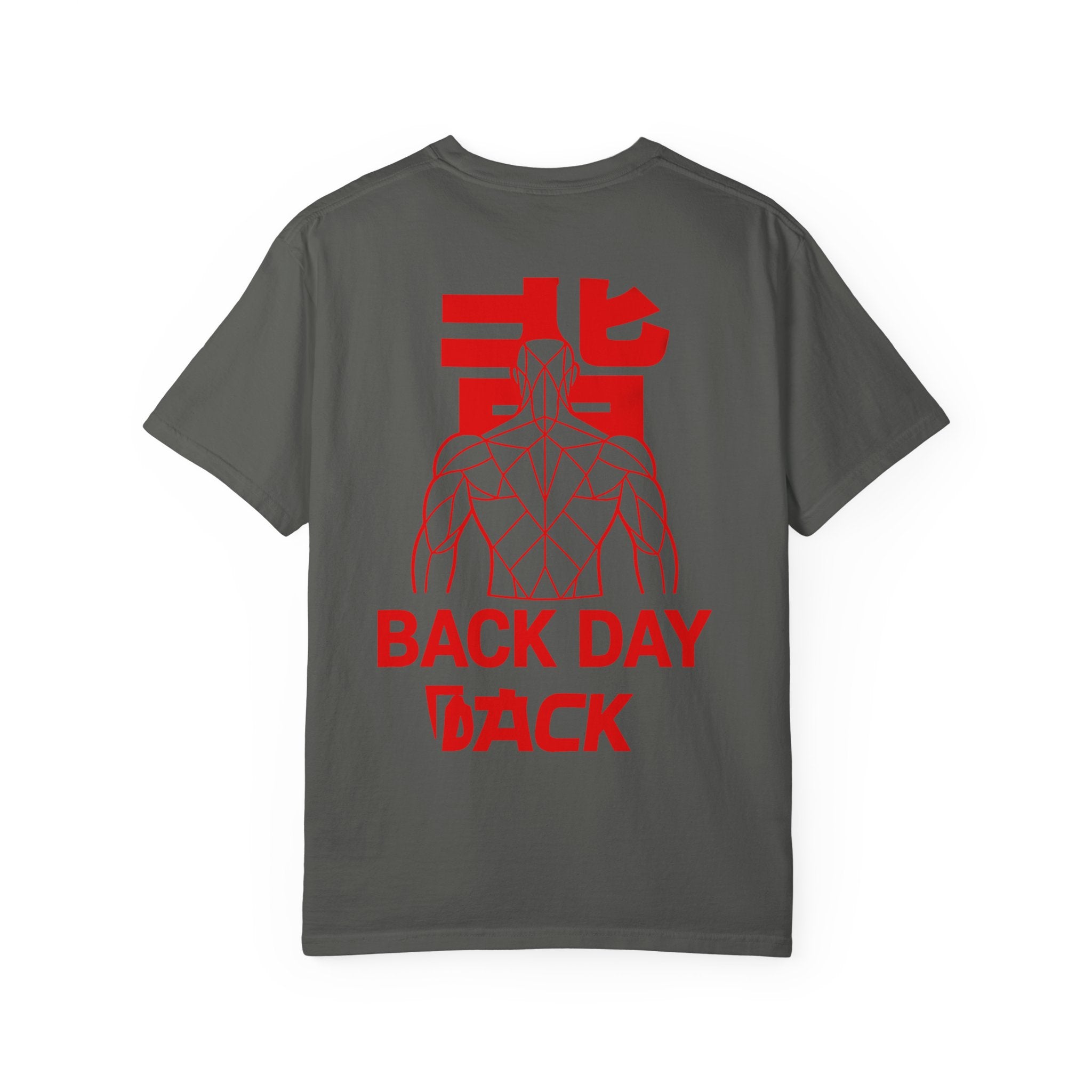 Back Day Attack Geometric Muscle Anatomy T-Shirt — "北" (Back) Gym Tee Red