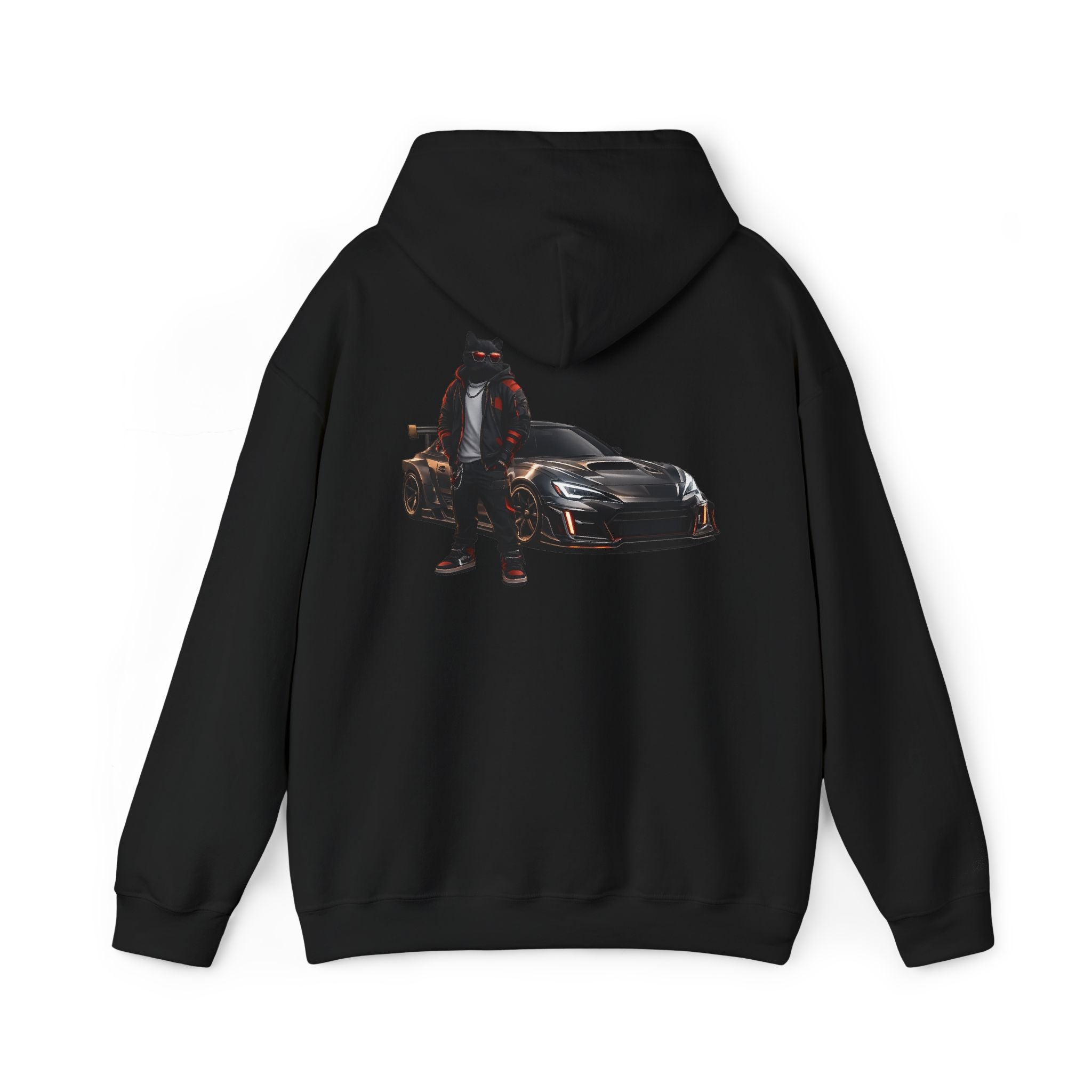 Cool Black Cat Streetwear Custom Widebody Sports Car JDM Hoodie