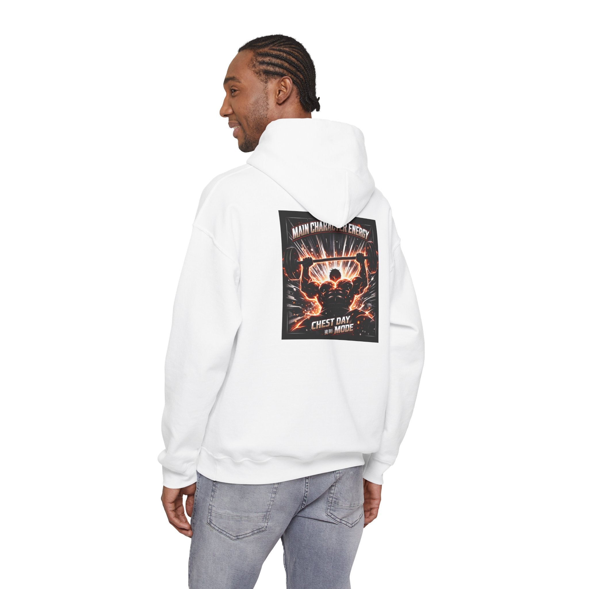 Main Character Energy Chest Day Men’s Hoodie - Anime Gym Fitness Apparel