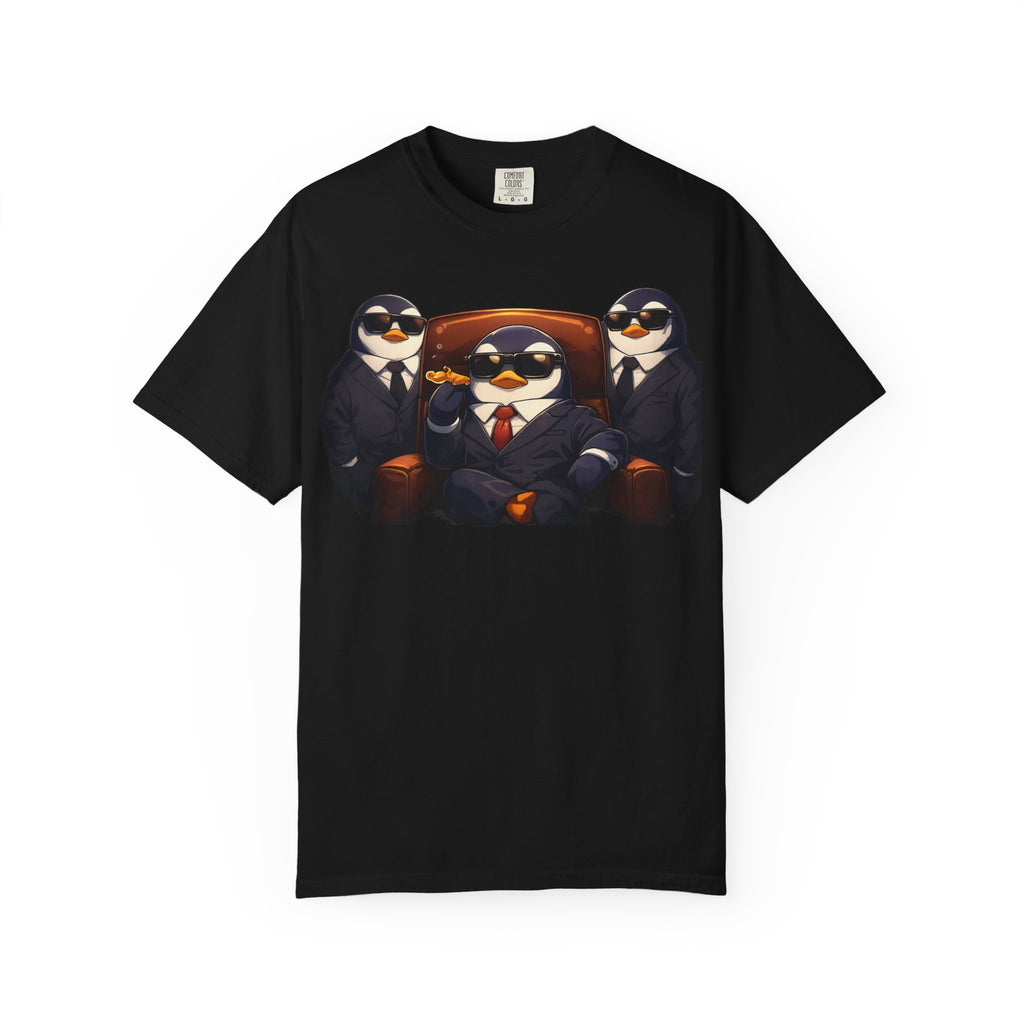 Penguin Mafia Boss T-Shirt — Funny Godfather Penguins in Suits, Cigar & Bodyguards