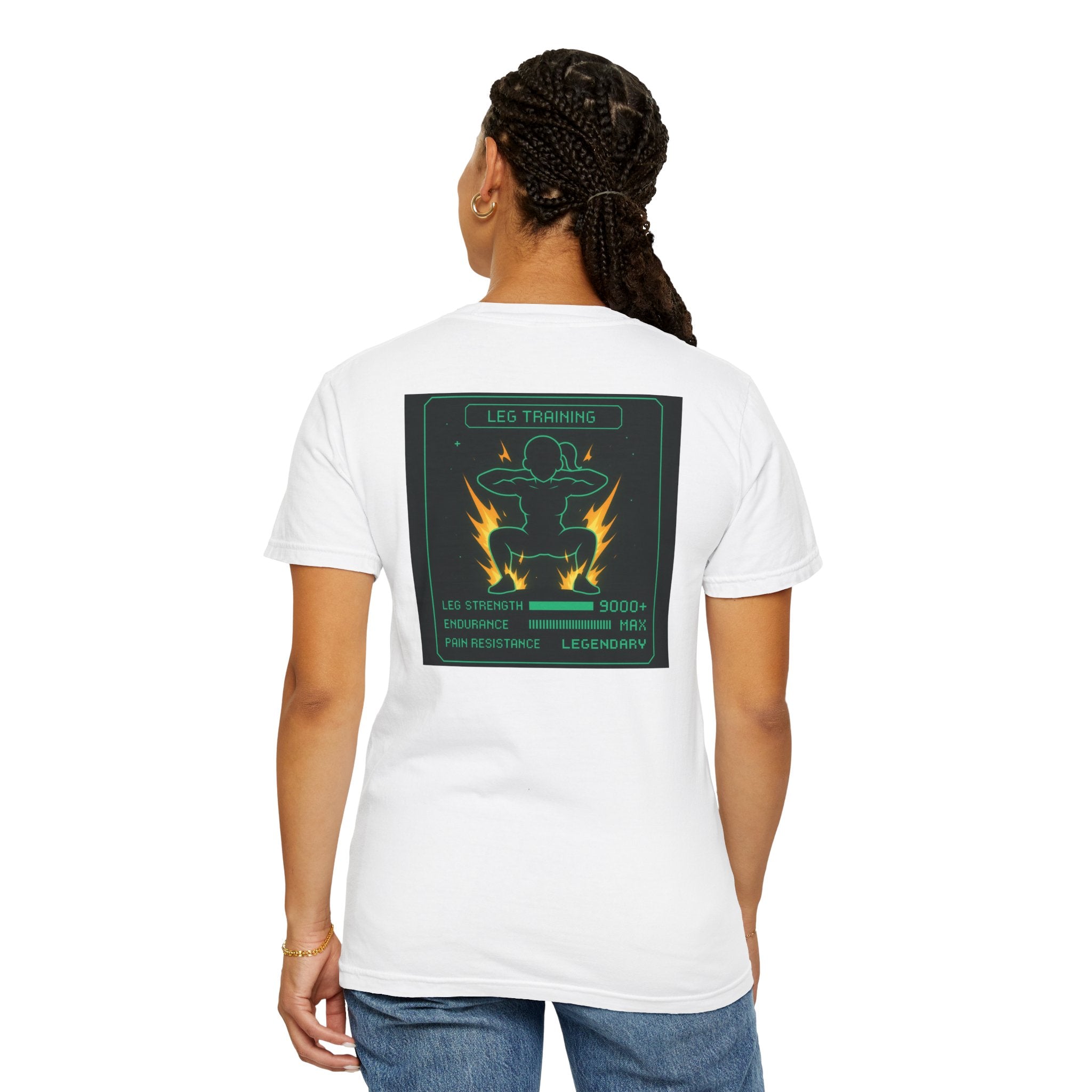 Women’s Gaming RPG Leg Day T-Shirt — "Leg Training Stats 9000+"