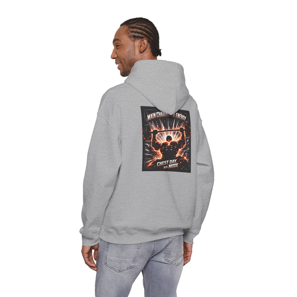 Main Character Energy Chest Day Men’s Hoodie - Anime Gym Fitness Apparel