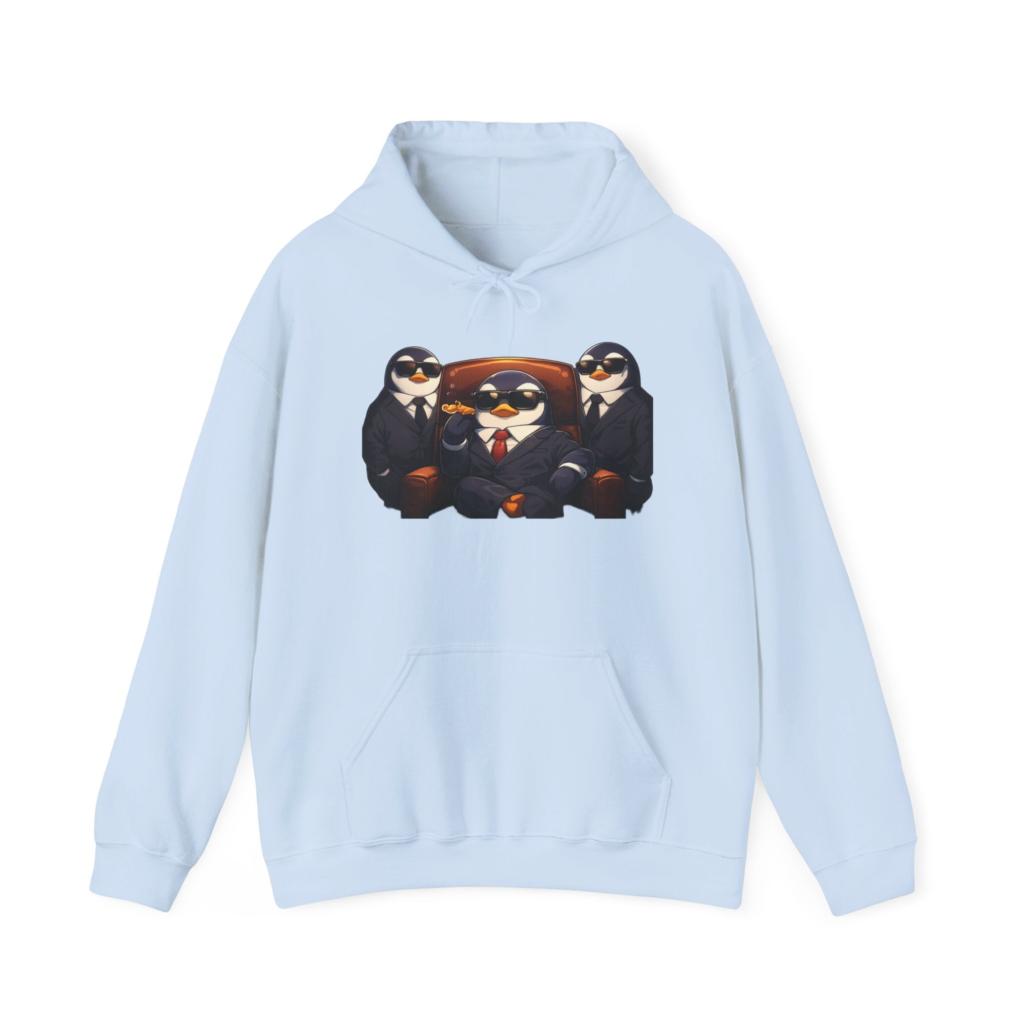 Penguin Mafia Boss Hoodie — Funny Godfather Penguins in Suits, Cigar & Bodyguards