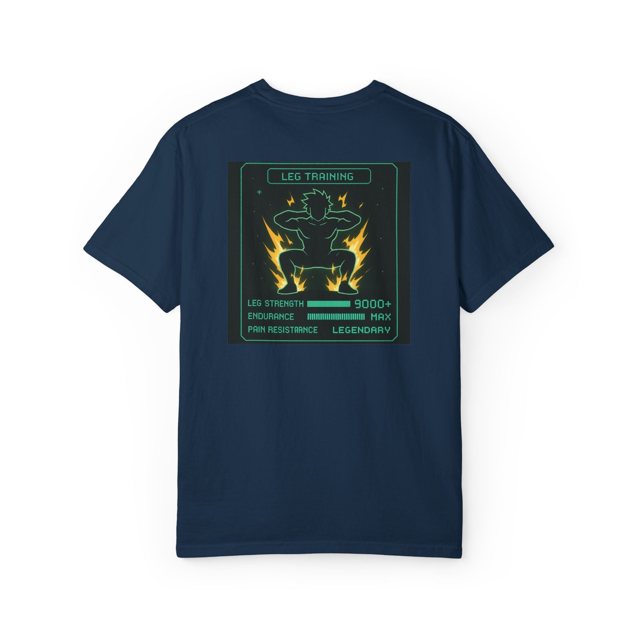 Leg Training Stats 9000+ T-Shirt — Men’s RPG Gaming Gym Leg Day Motivation