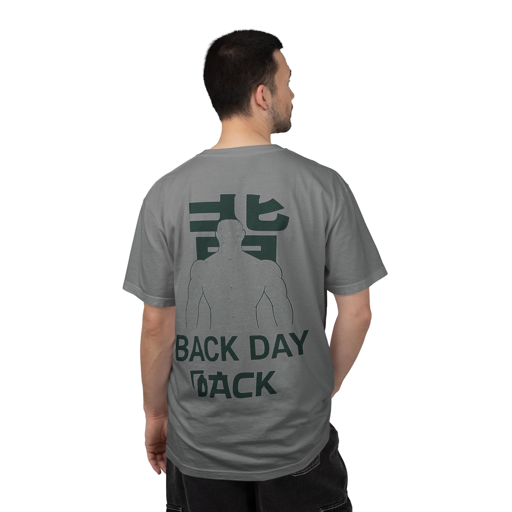 Back Day Attack Geometric Muscle Anatomy T-Shirt — '北' Back Training Gym Tee Green