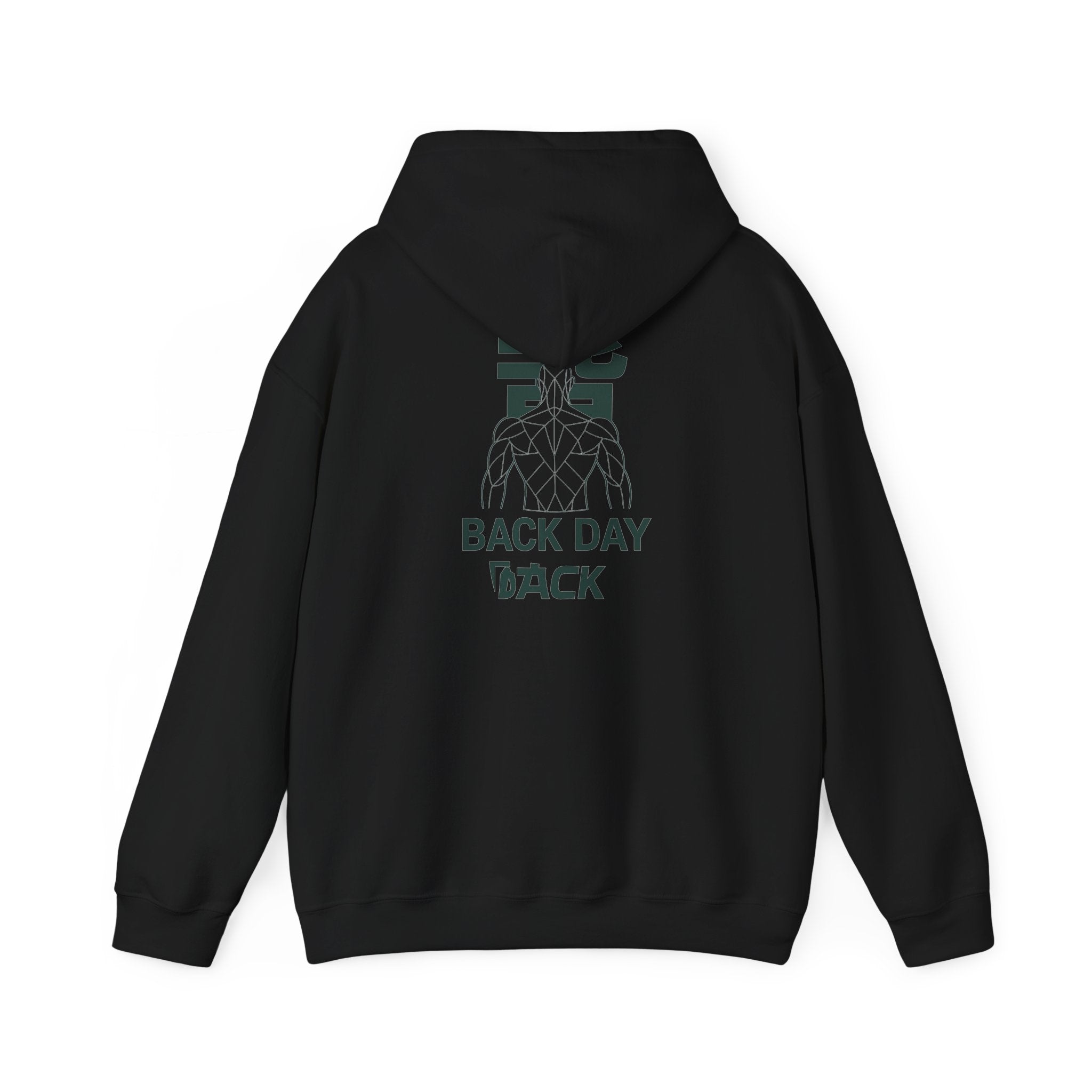 Back Day Attack Geometric Muscle Anatomy Hoodie — "北" Back Training Motivation Green